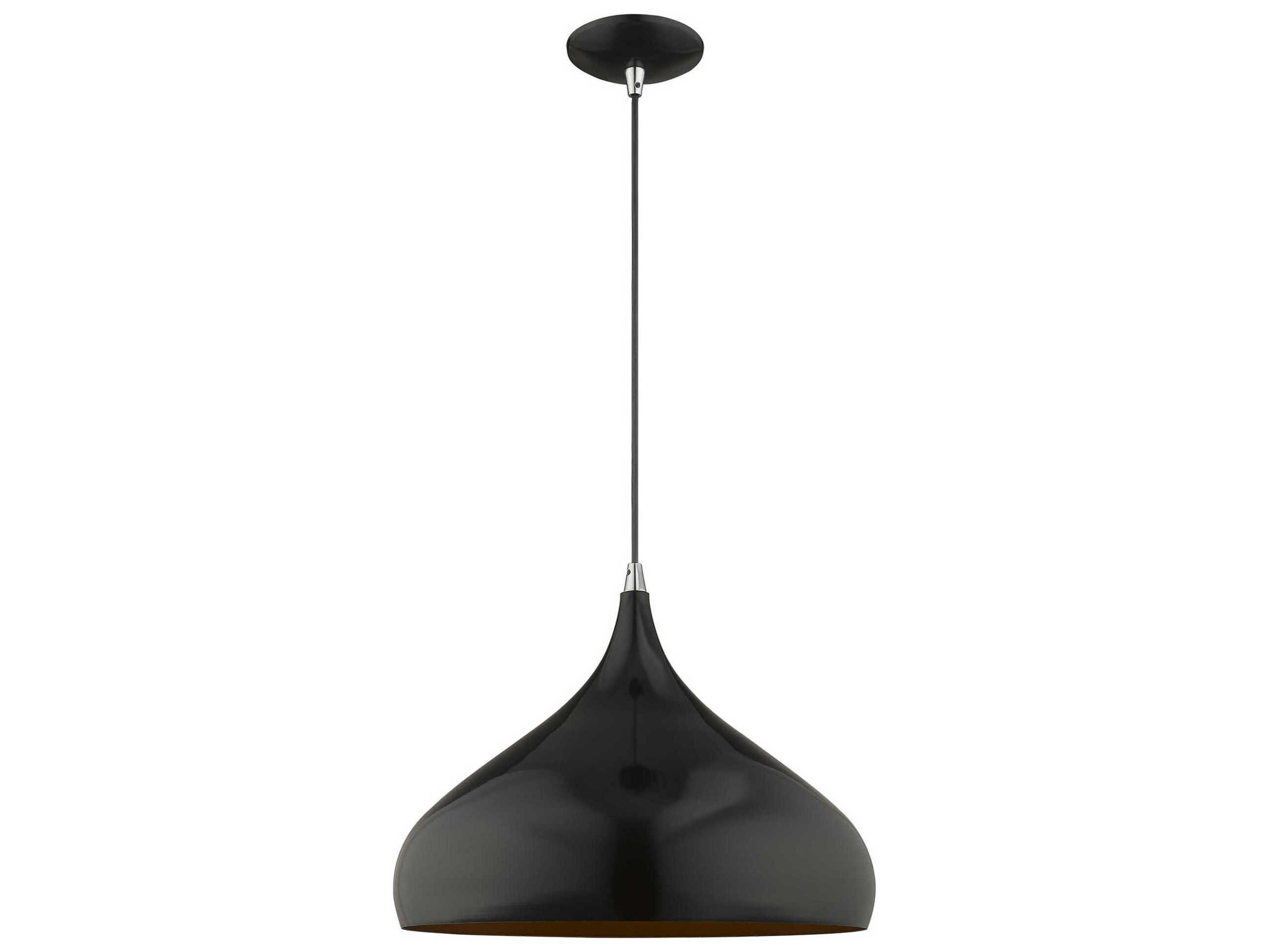 Livex Lighting 1-Light Shiny Black Gold Pendant