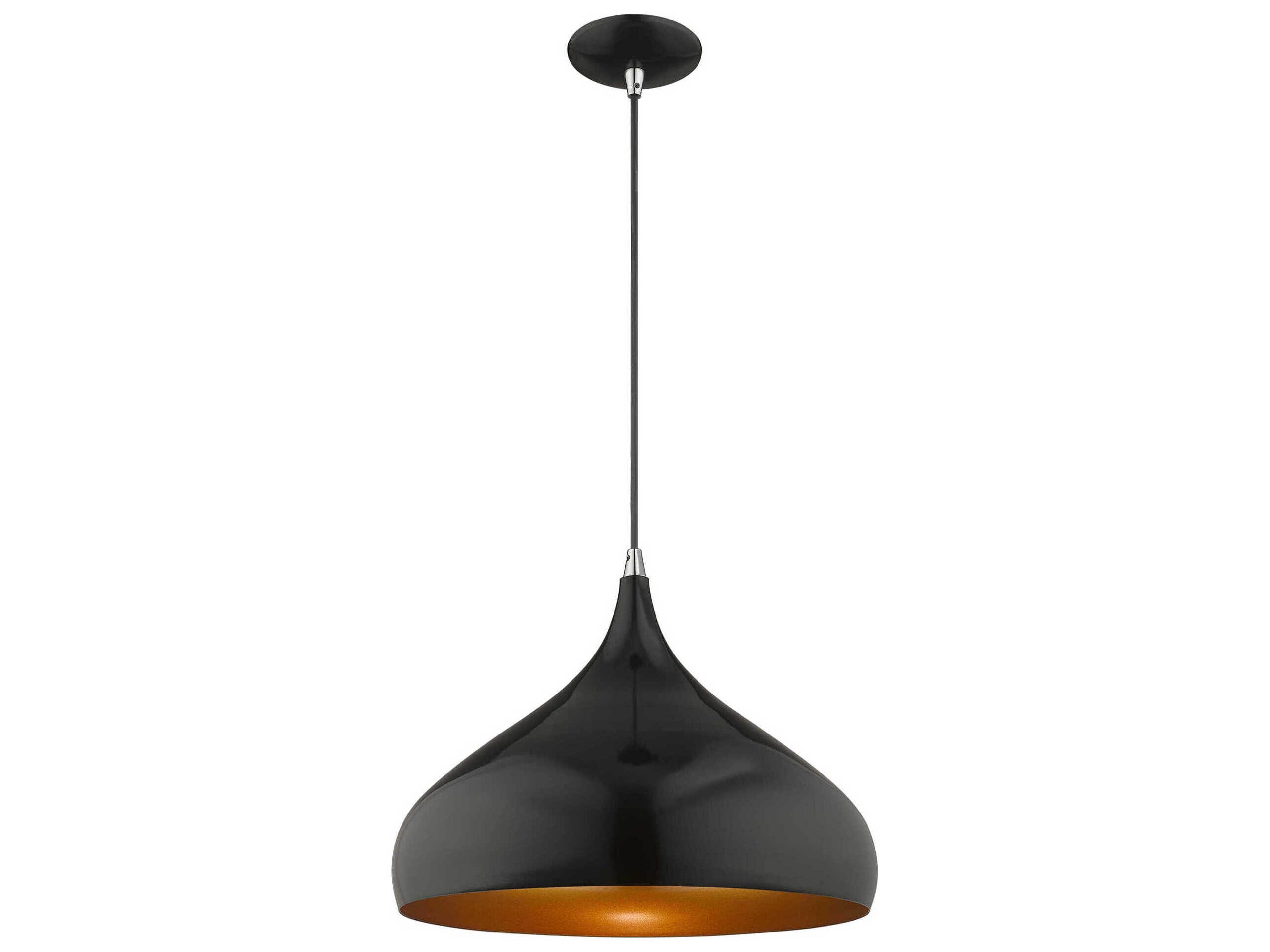 Livex Lighting 1-Light Shiny Black Gold Pendant