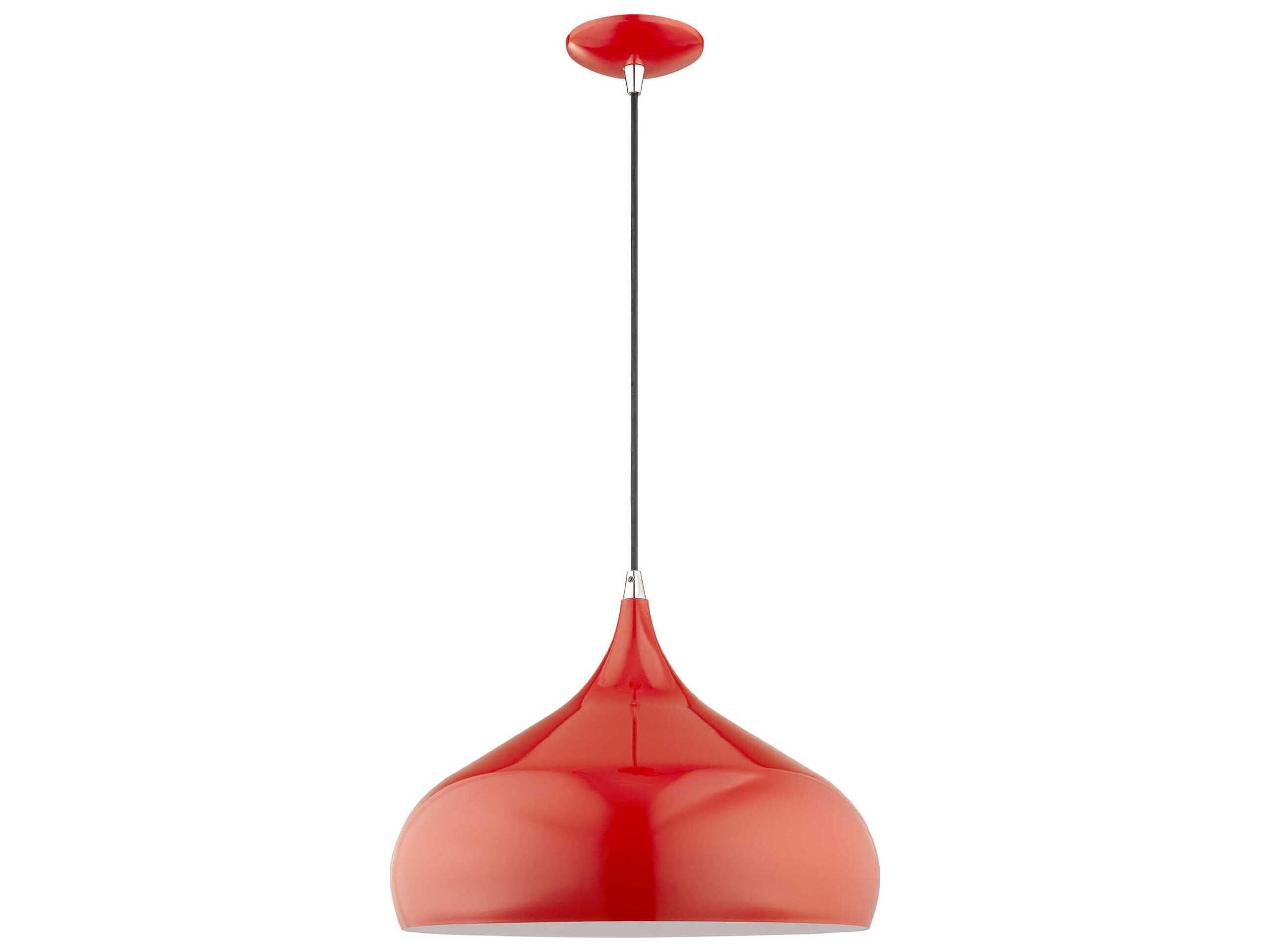 Livex Lighting 1-Light Shiny Red White Pendant