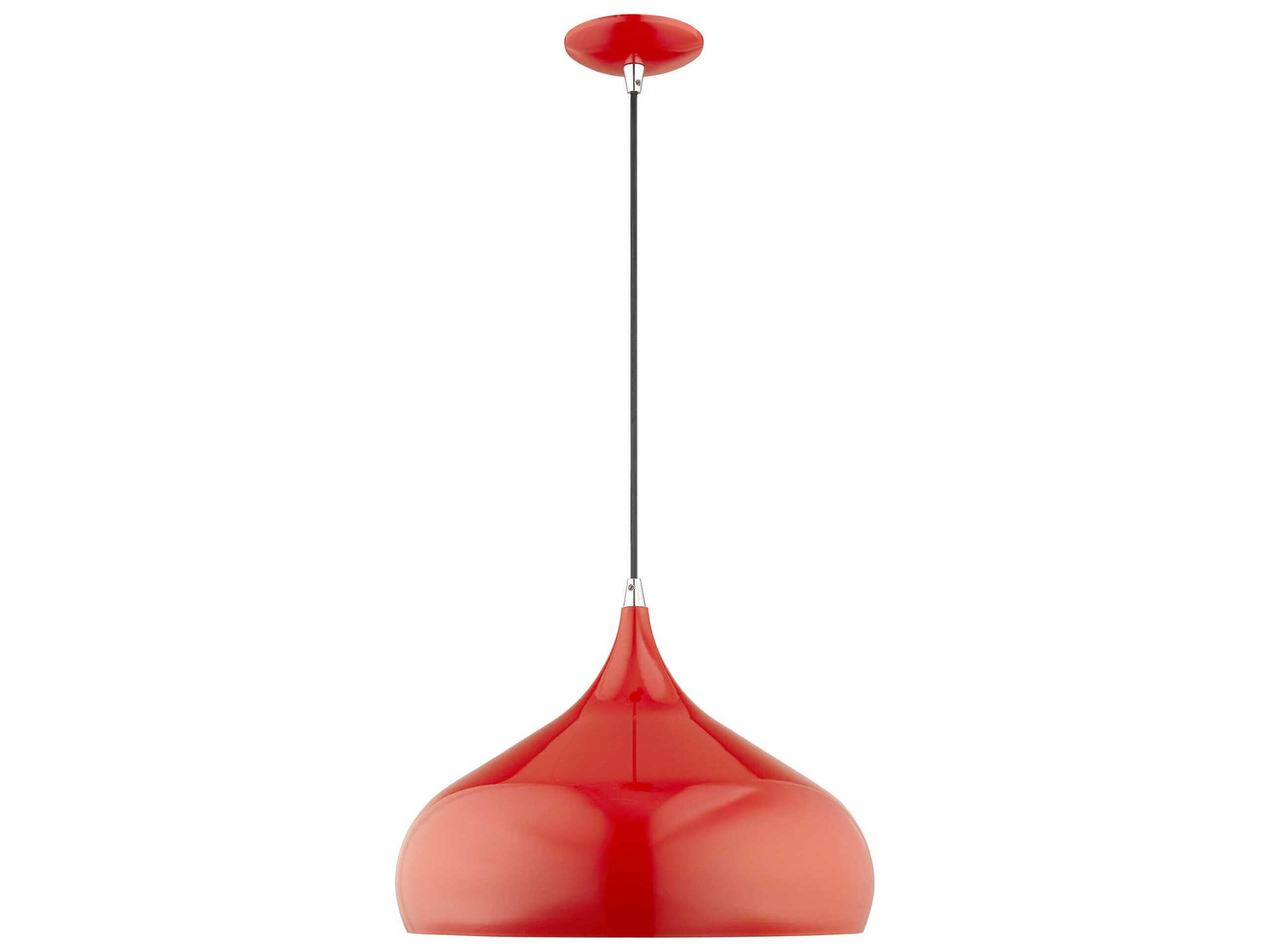 Livex Lighting 1-Light Shiny Red White Pendant