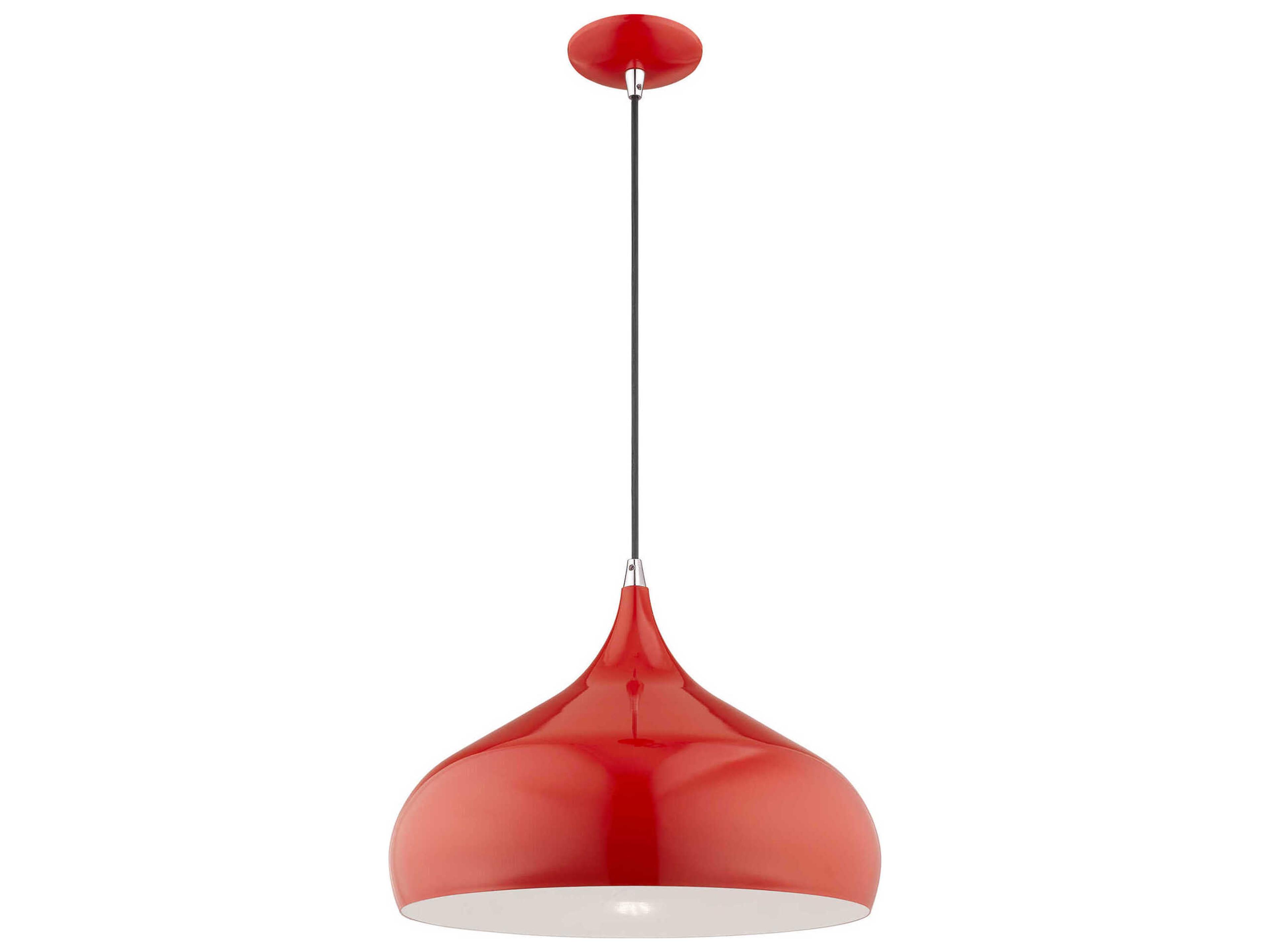 Livex Lighting 1-Light Shiny Red White Pendant