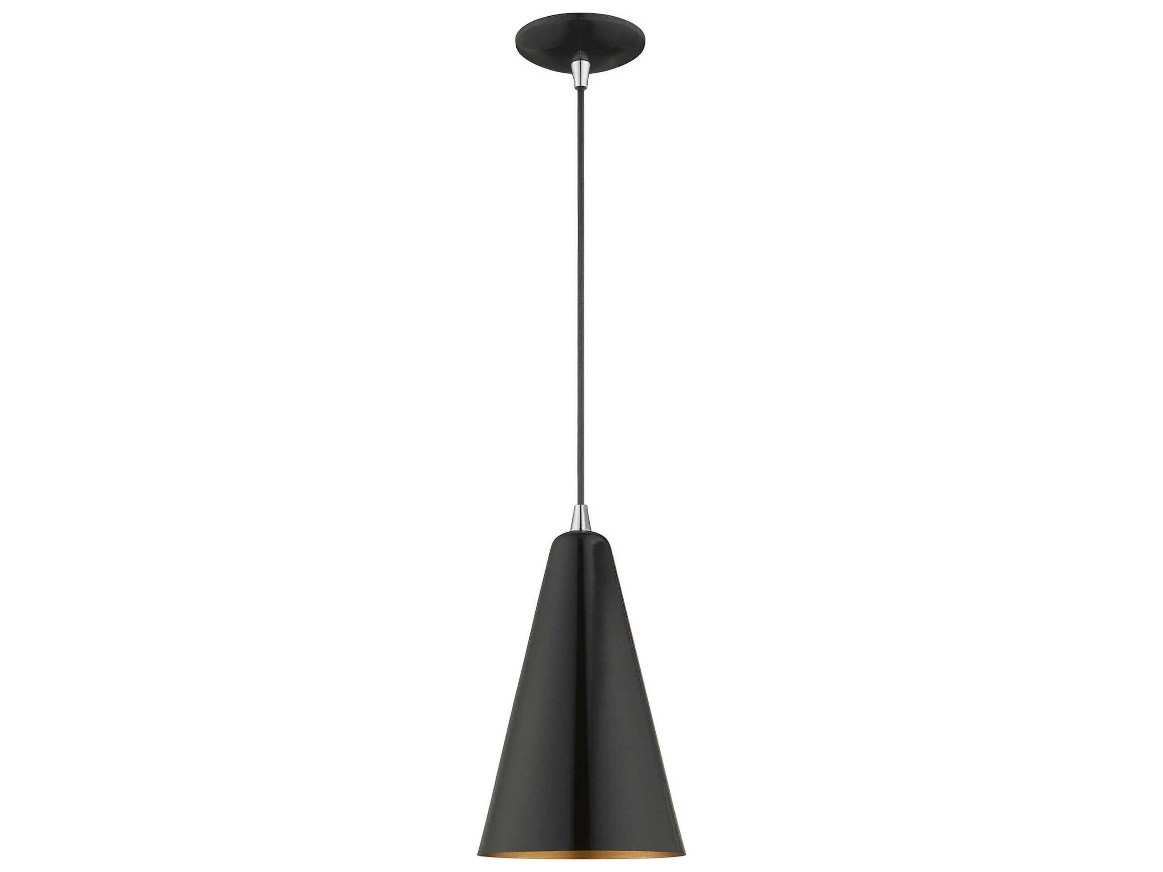 Livex Lighting 1-Light Shiny Black Gold Mini Pendant