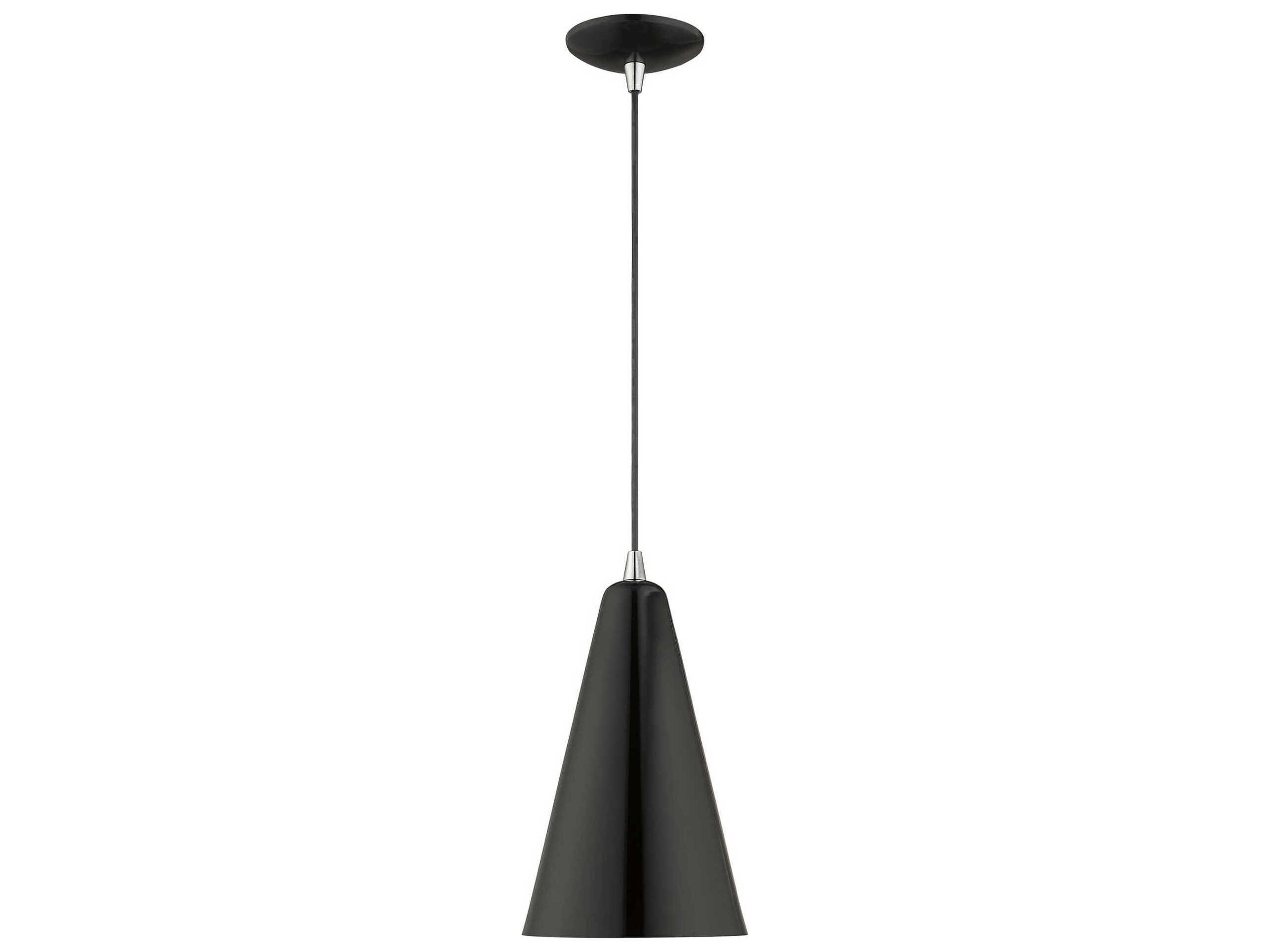 Livex Lighting 1-Light Shiny Black Gold Mini Pendant