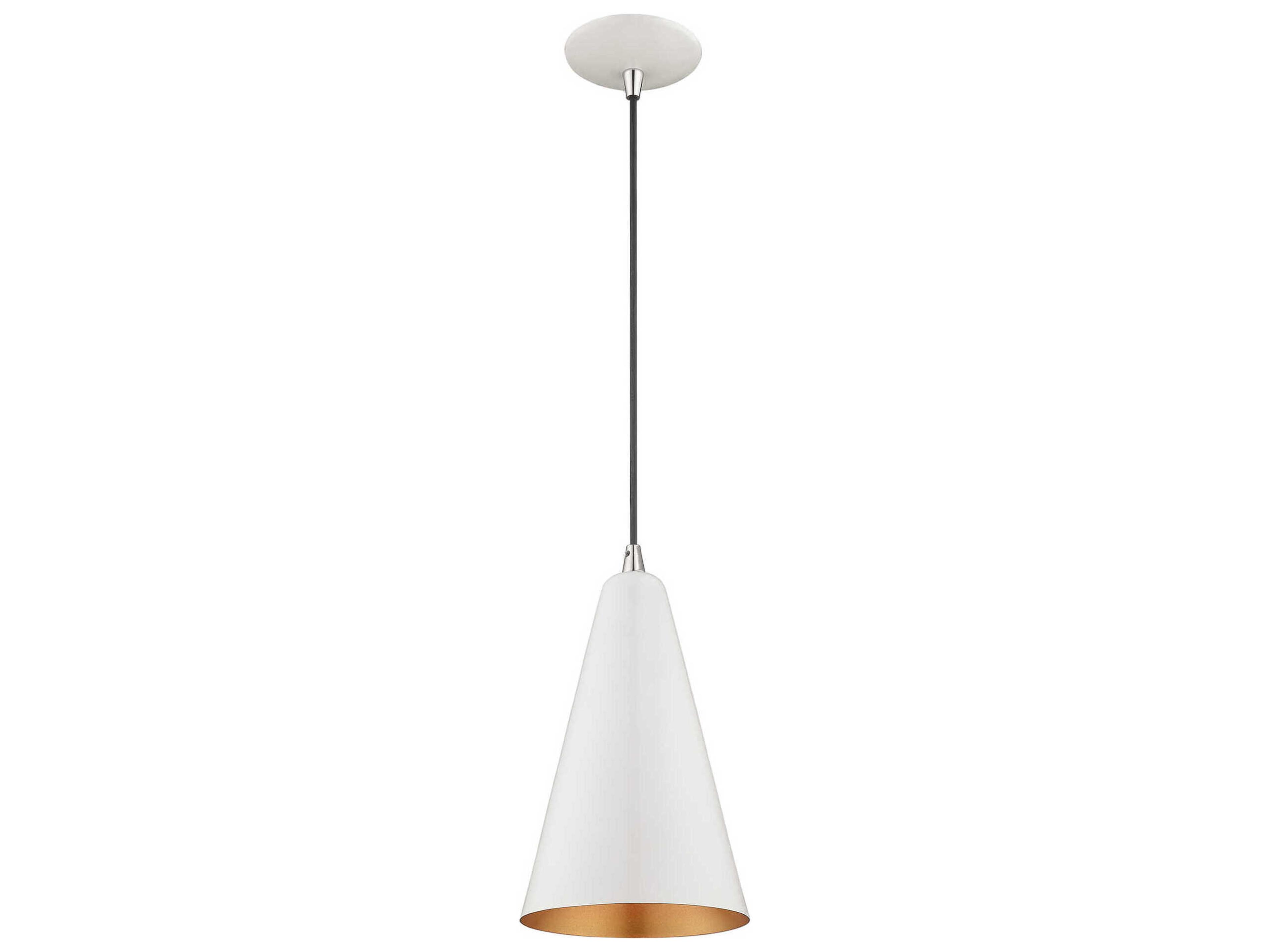Livex Lighting 1-Light Shiny White Gold Mini Pendant