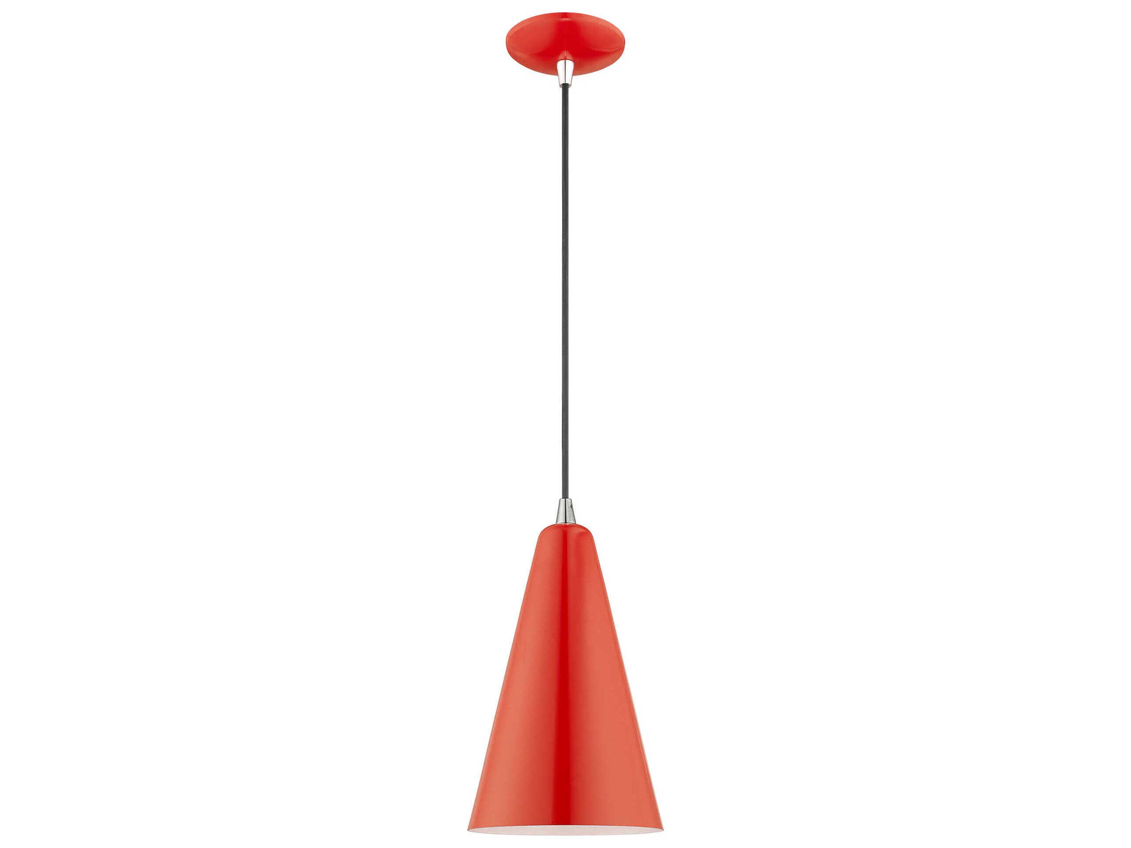 Livex Lighting 1-Light Shiny Red White Mini Pendant