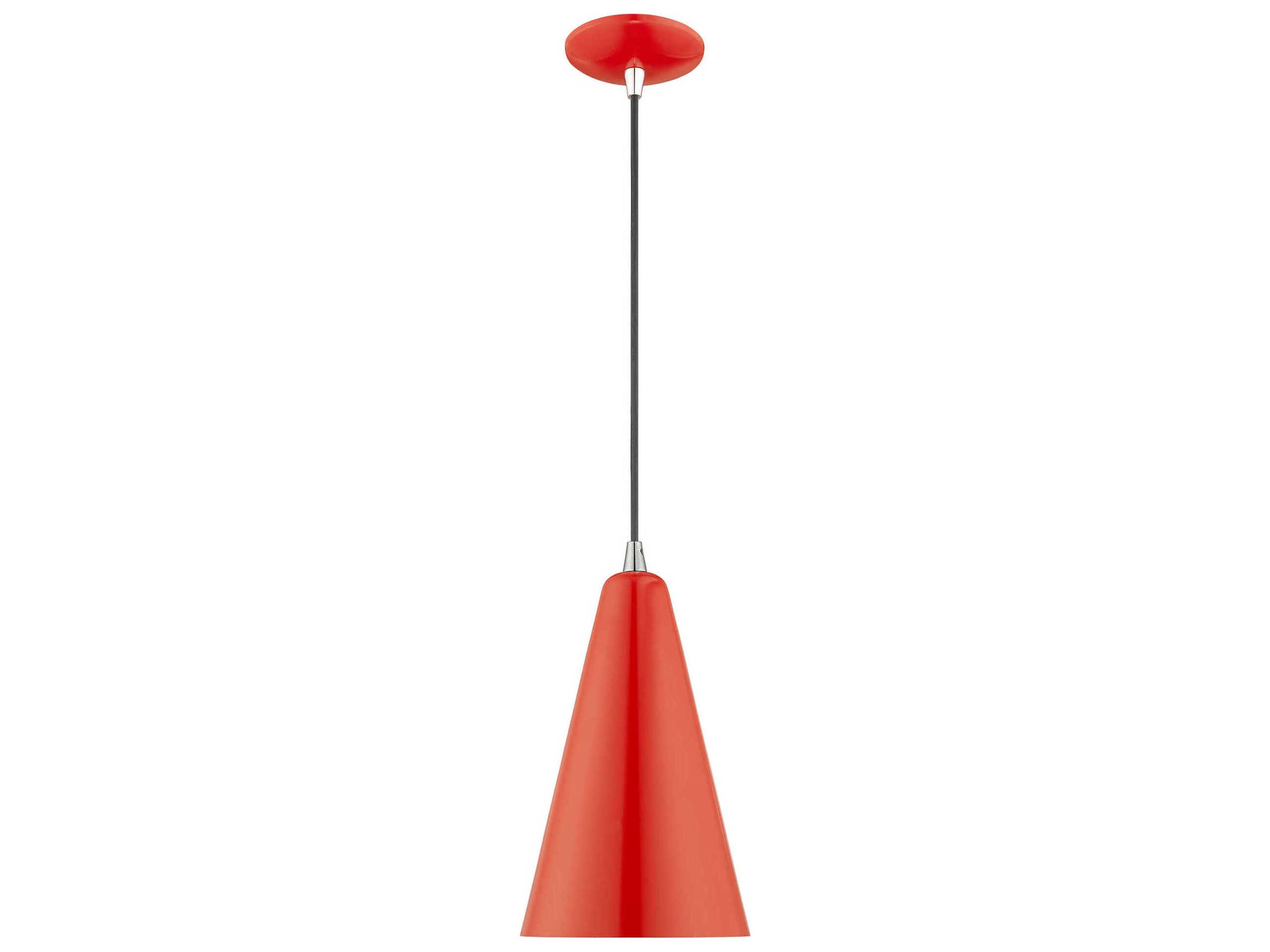 Livex Lighting 1-Light Shiny Red White Mini Pendant