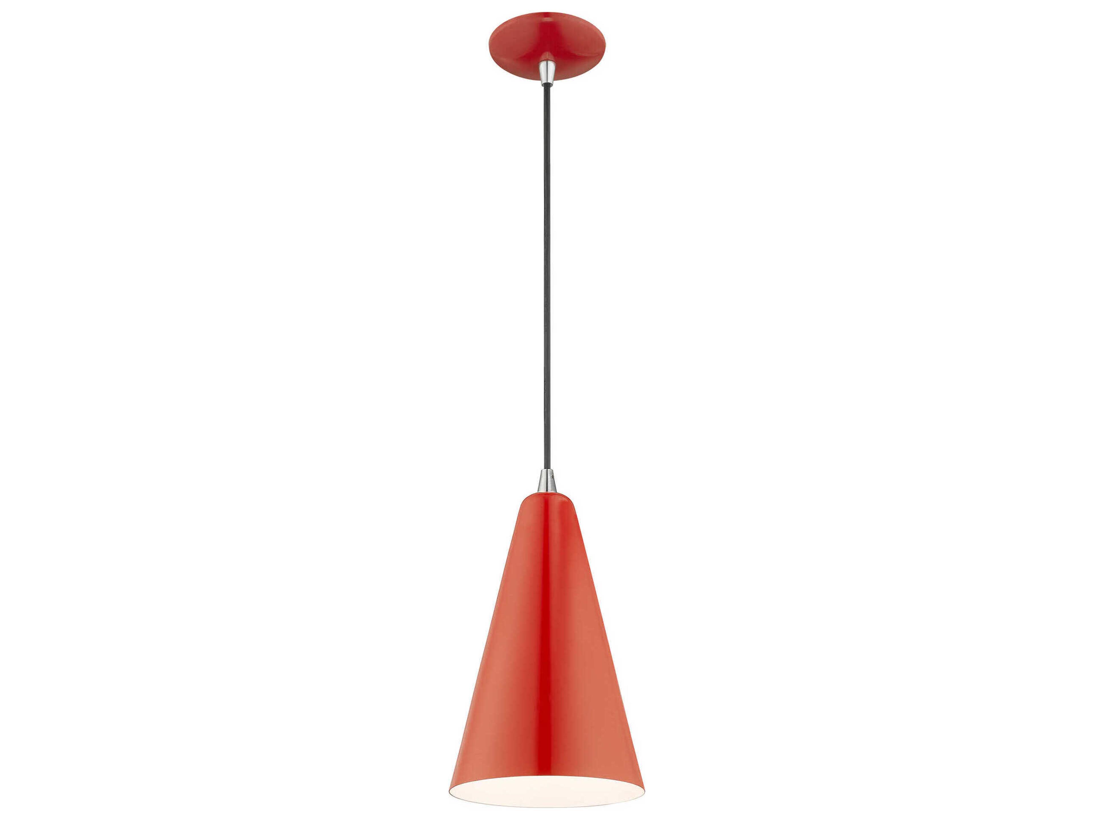 Livex Lighting 1-Light Shiny Red White Mini Pendant