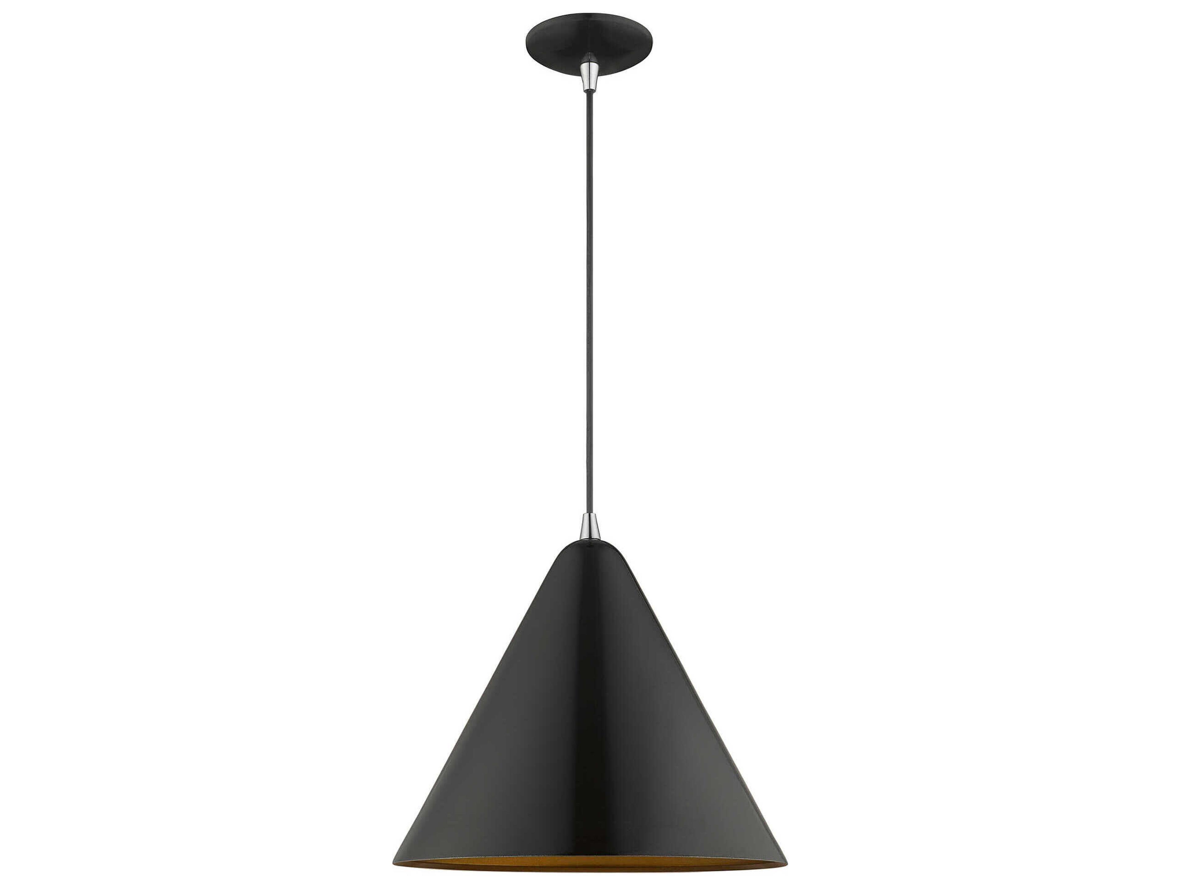 Livex Lighting 1-Light Shiny Black Gold Pendant