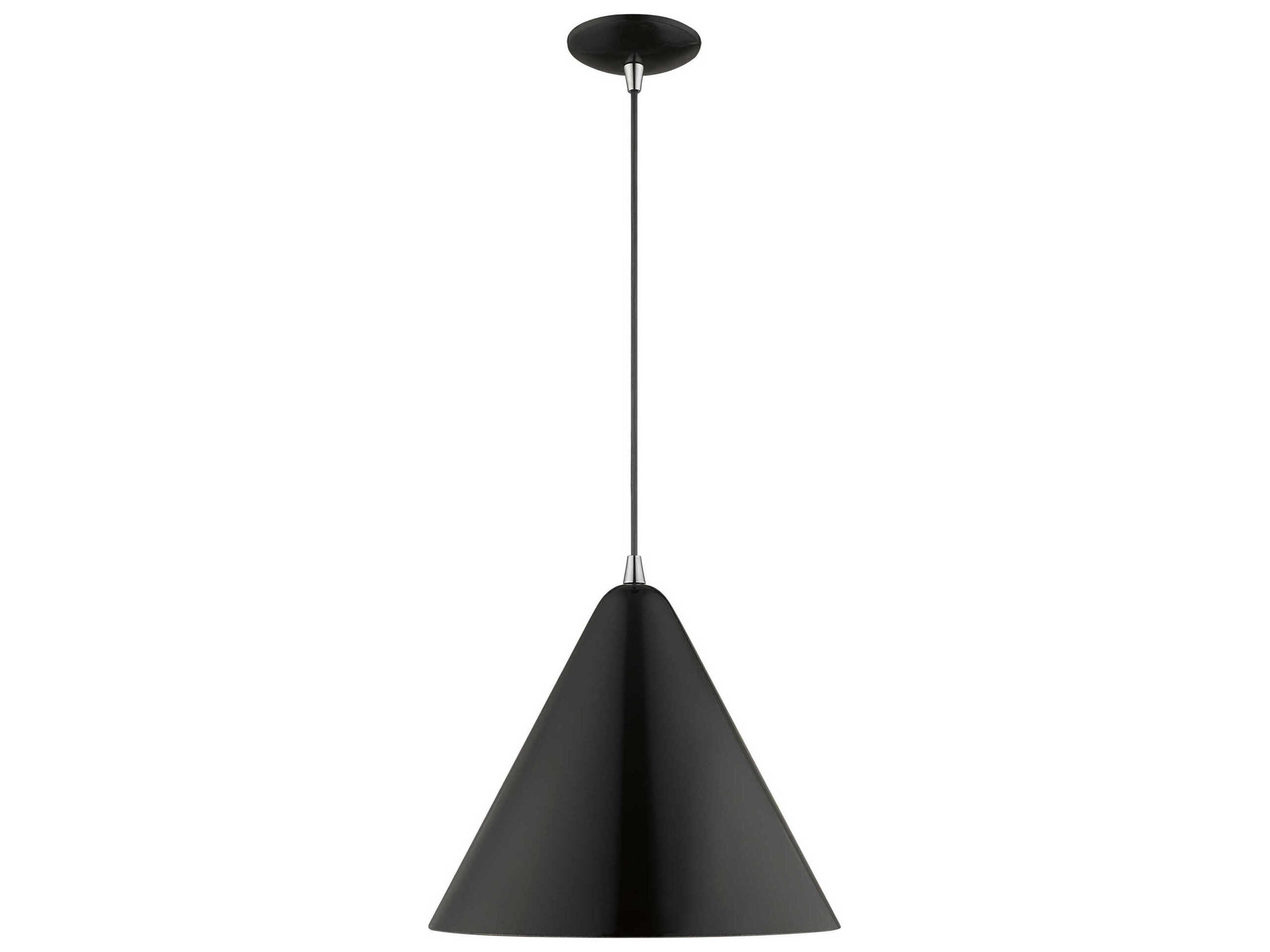 Livex Lighting 1-Light Shiny Black Gold Pendant