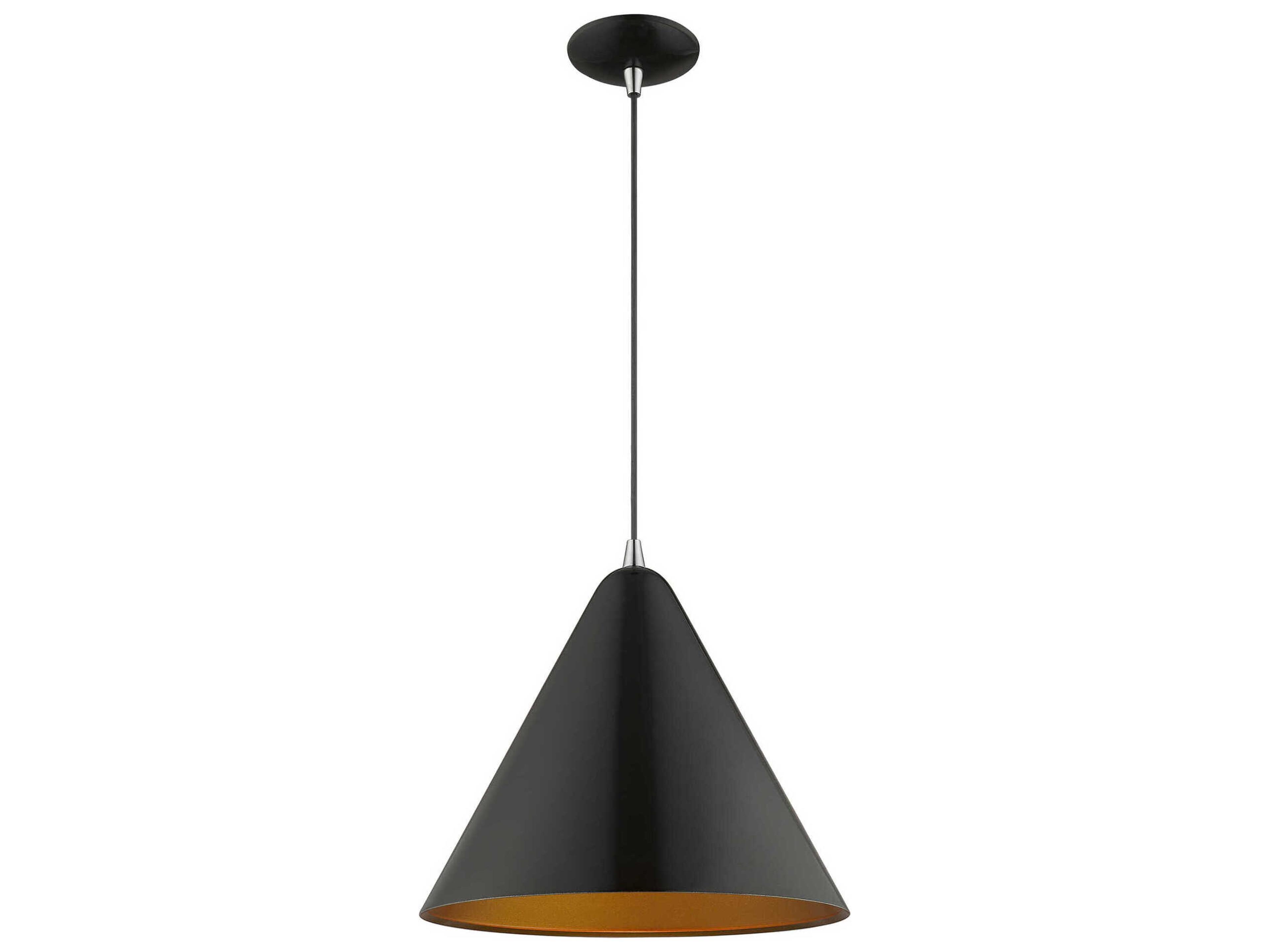 Livex Lighting 1-Light Shiny Black Gold Pendant