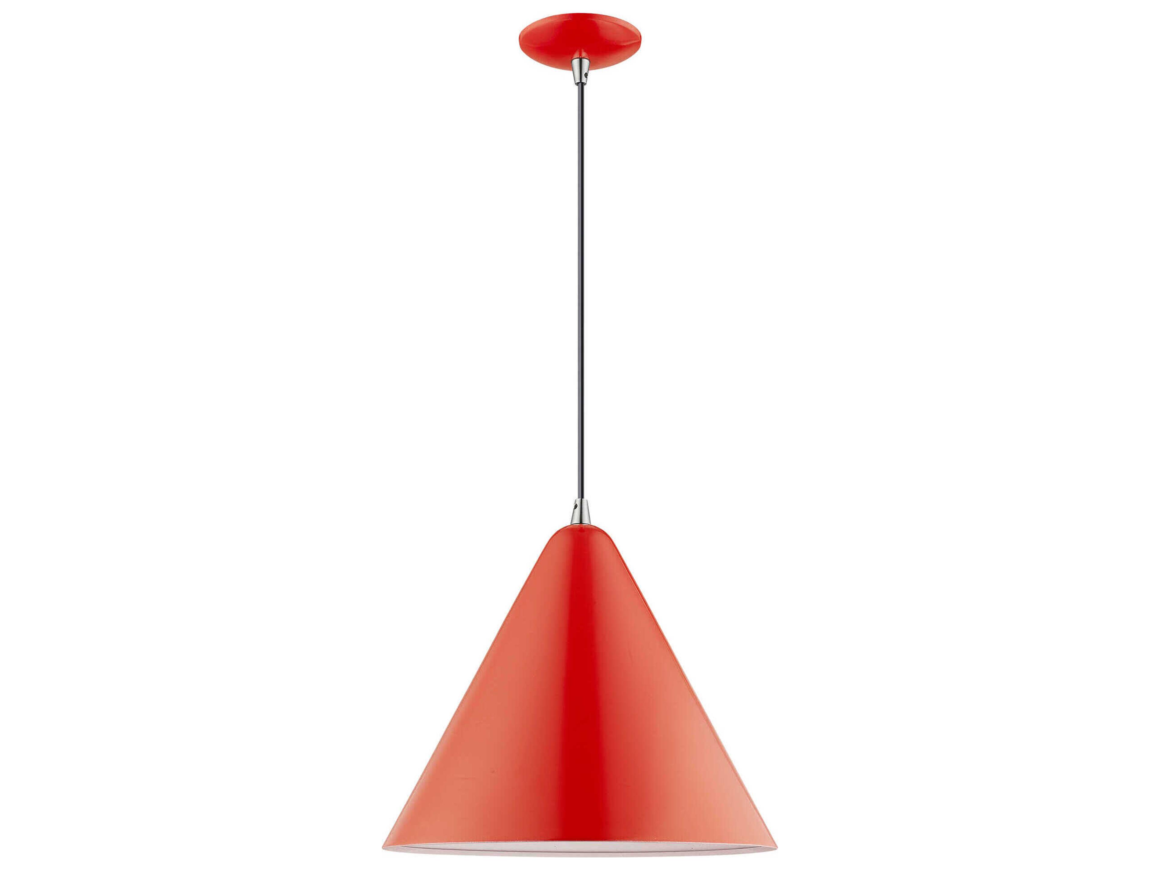 Livex Lighting 1-Light Shiny Red White Geometric Pendant