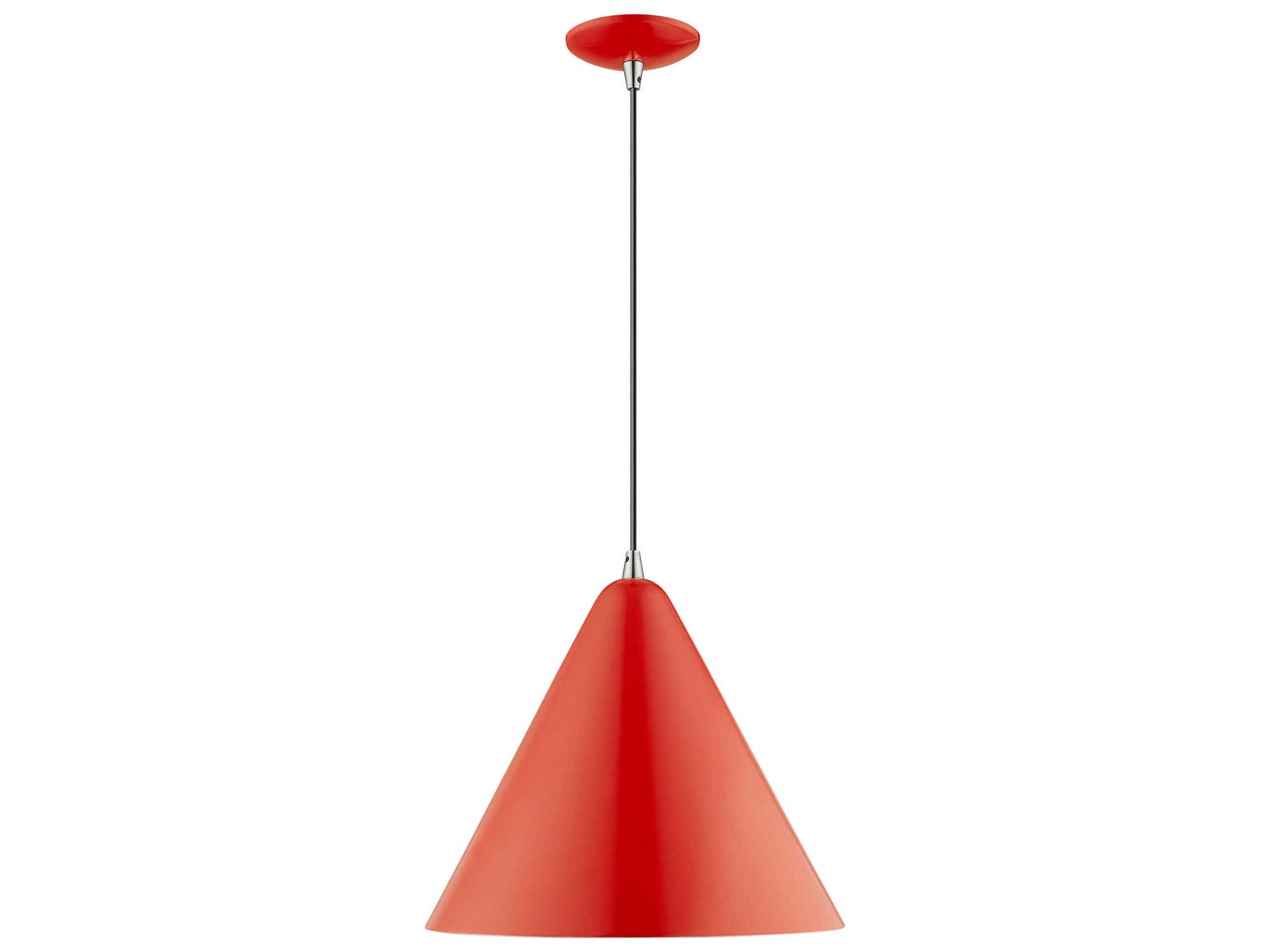 Livex Lighting 1-Light Shiny Red White Geometric Pendant