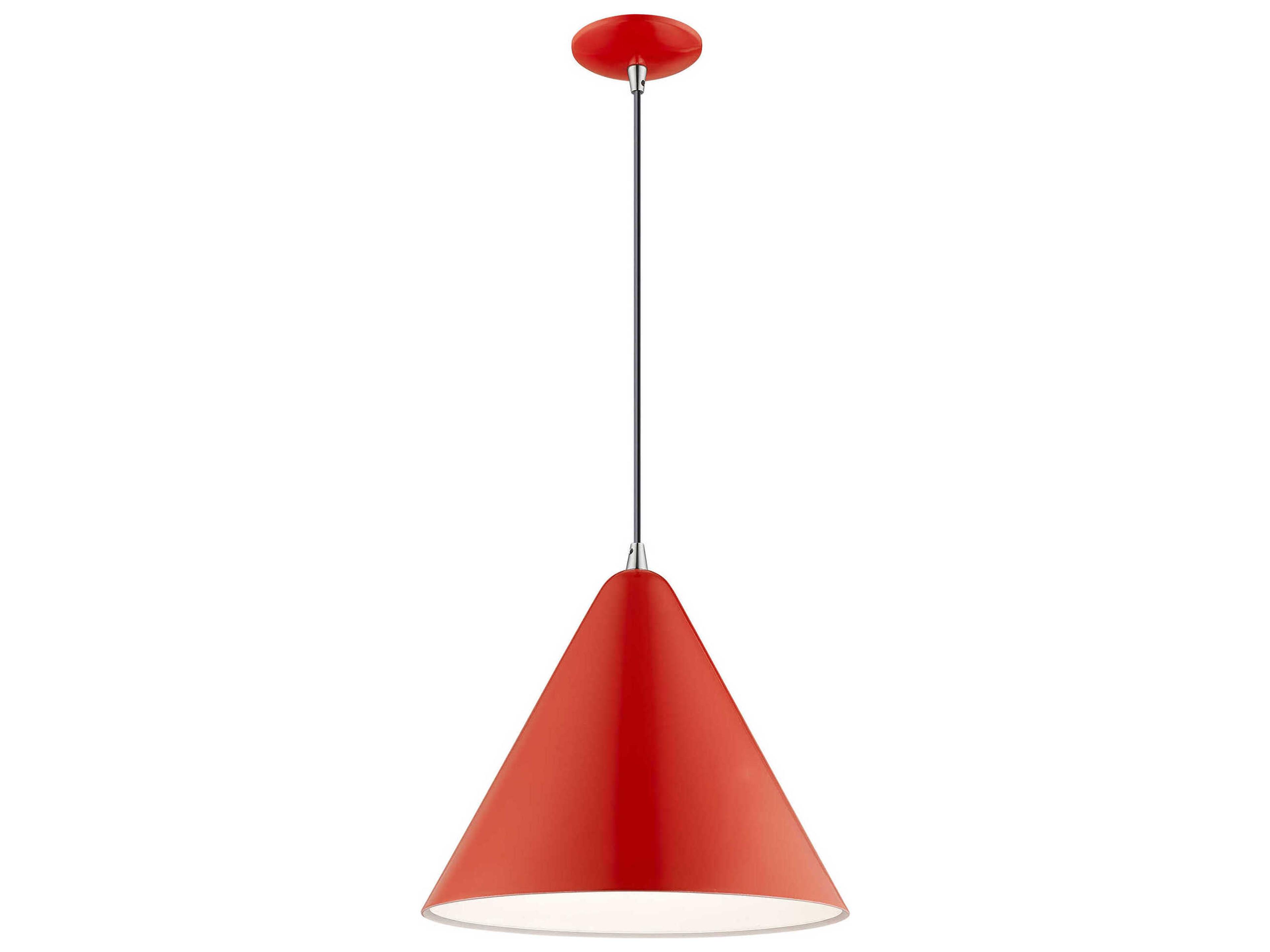 Livex Lighting 1-Light Shiny Red White Geometric Pendant
