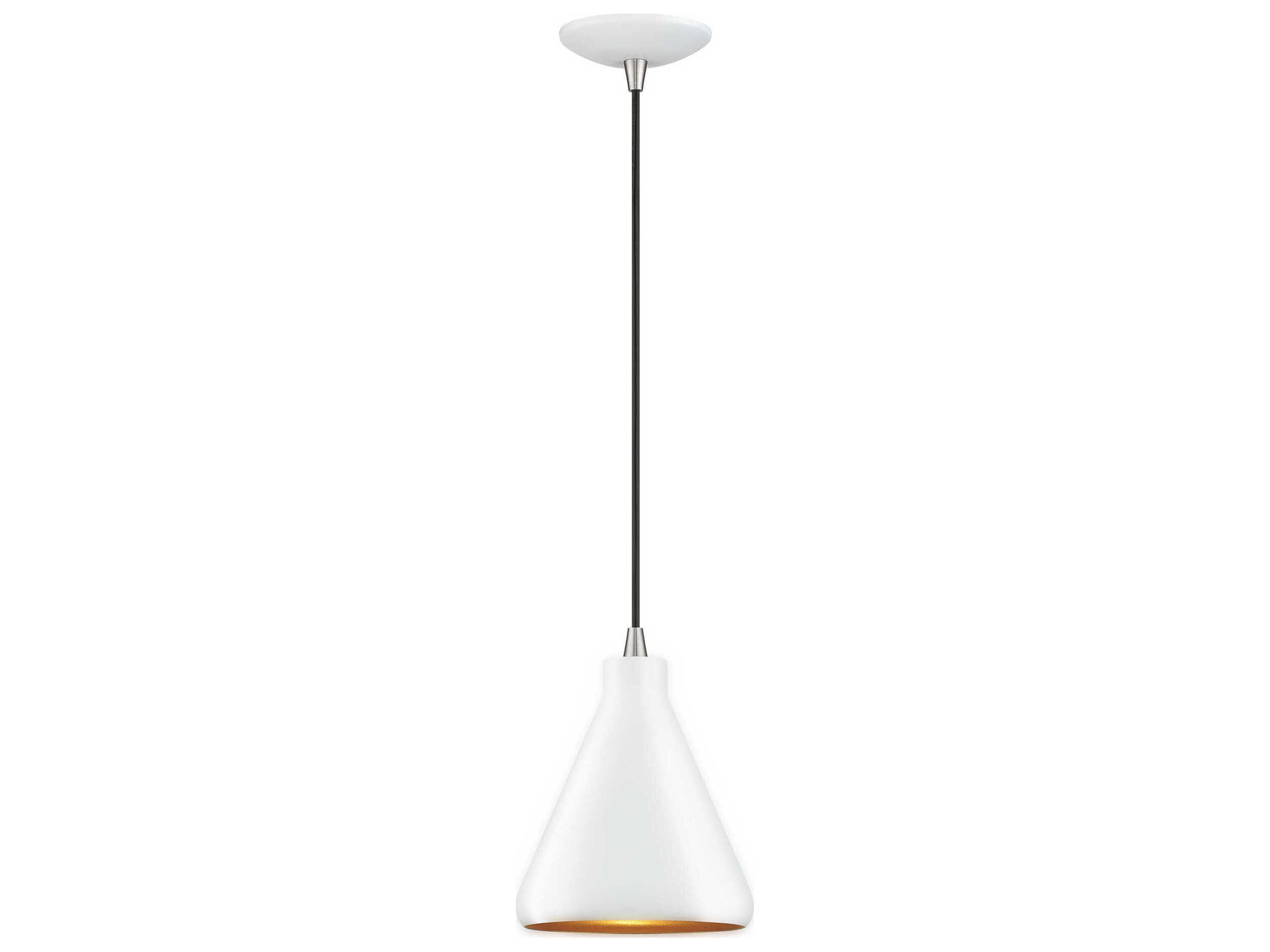 Geneva 1-Light White Brushed Nickel Mini Pendant