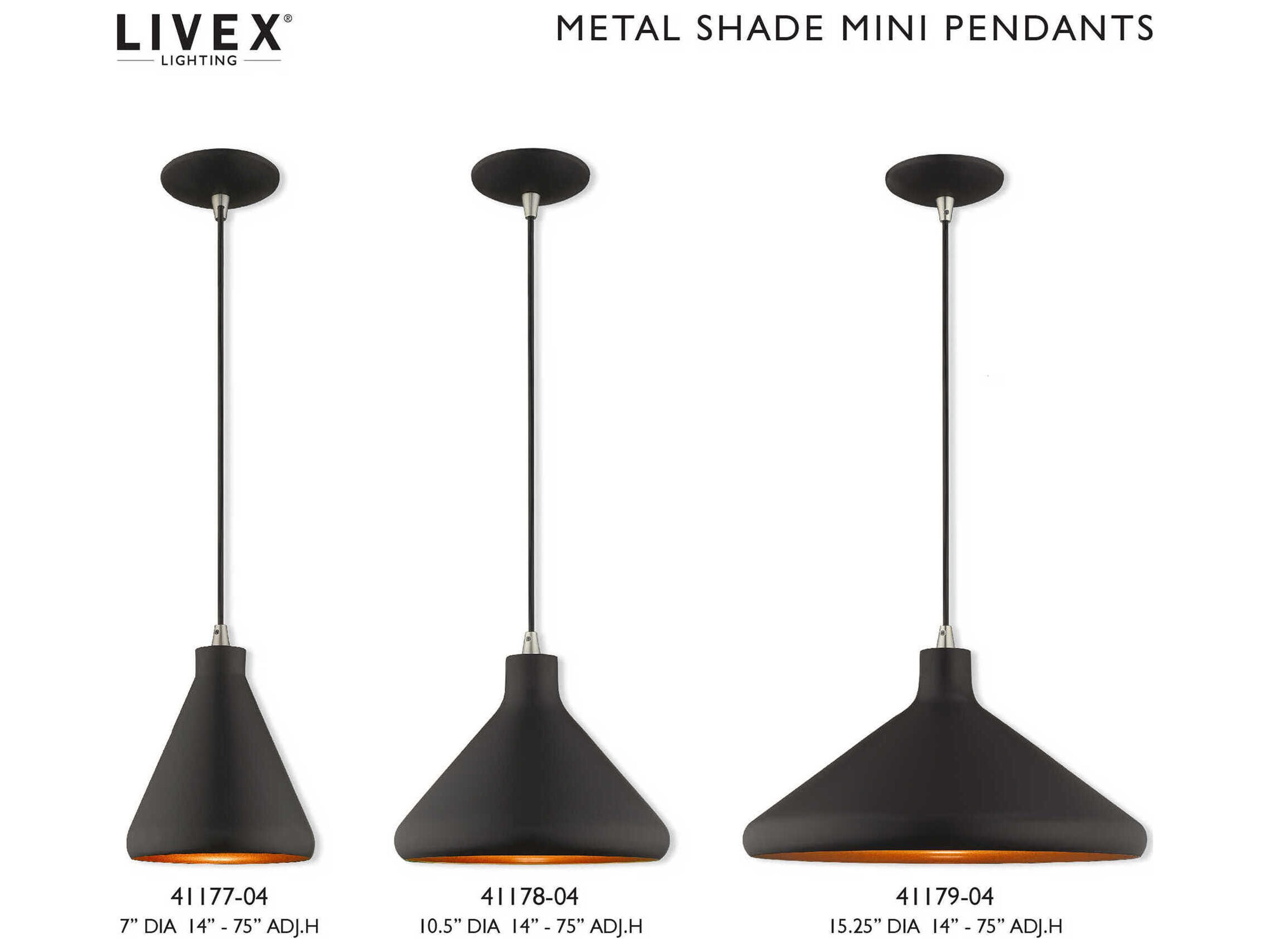 Livex Lighting 1-Light Black Gold Empire Mini Pendant