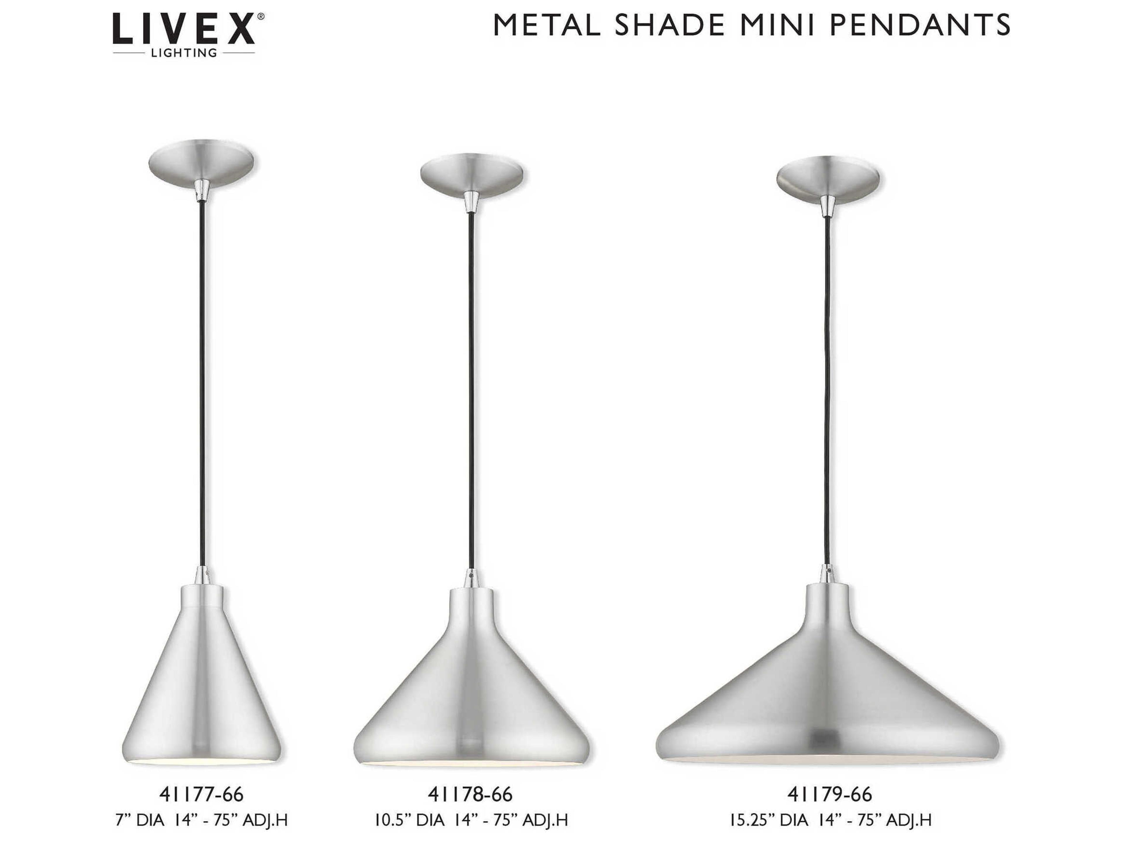 Livex Lighting 1-Light Brushed Aluminum Silver Empire Mini Pendant