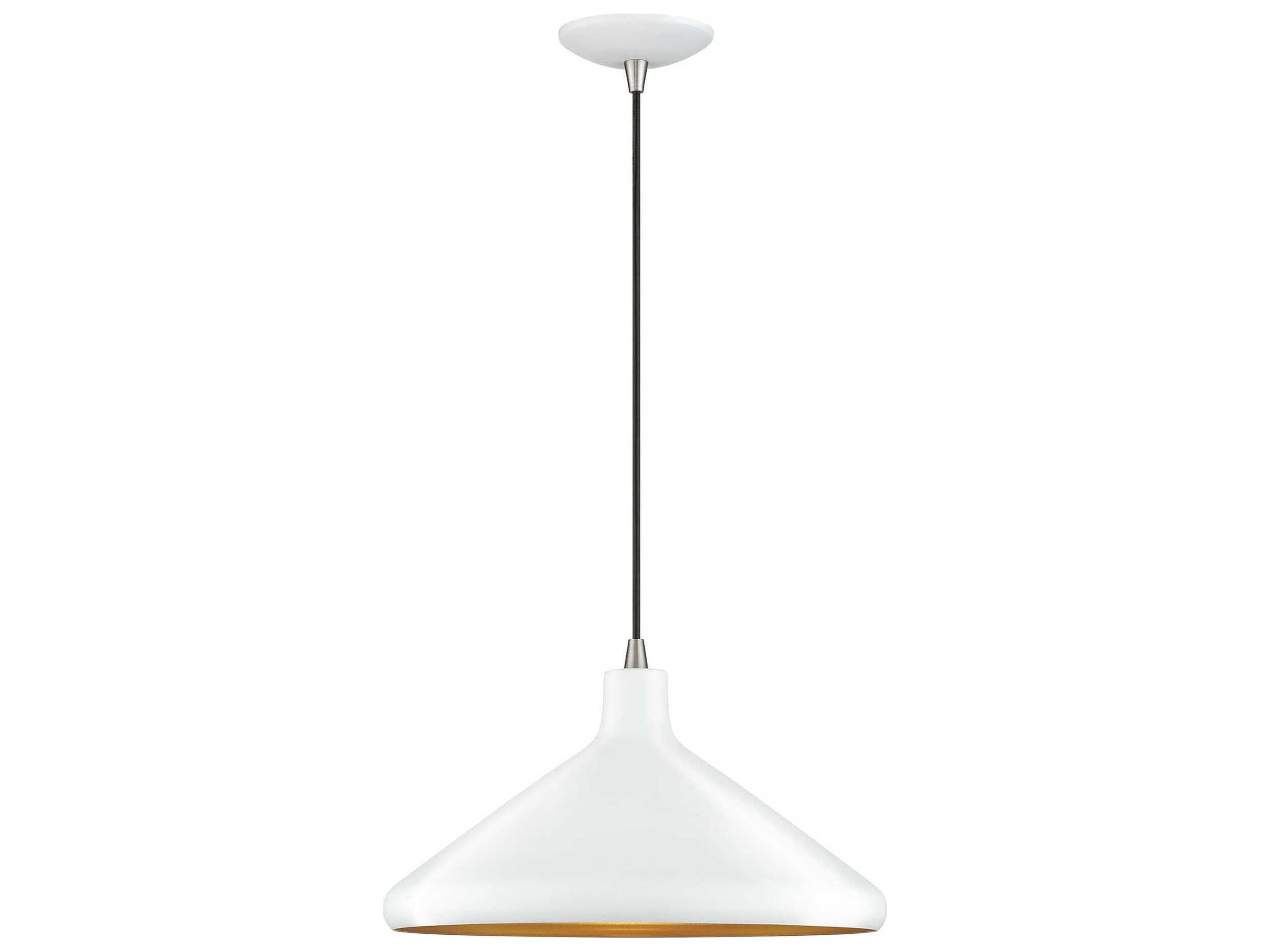 Geneva 1-Light White Brushed Nickel Pendant