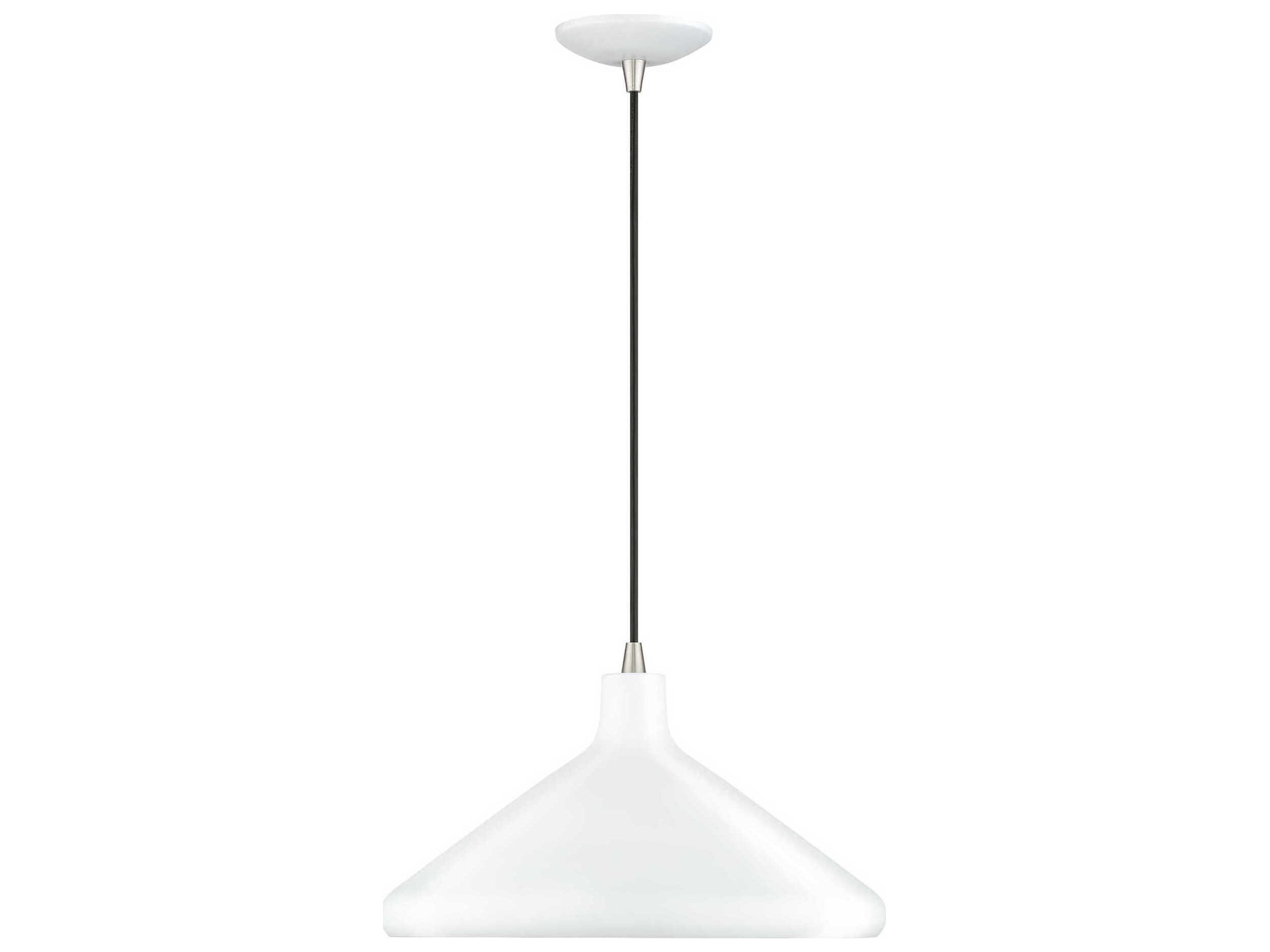 Livex Lighting Geneva 1-Light White Brushed Nickel Pendant
