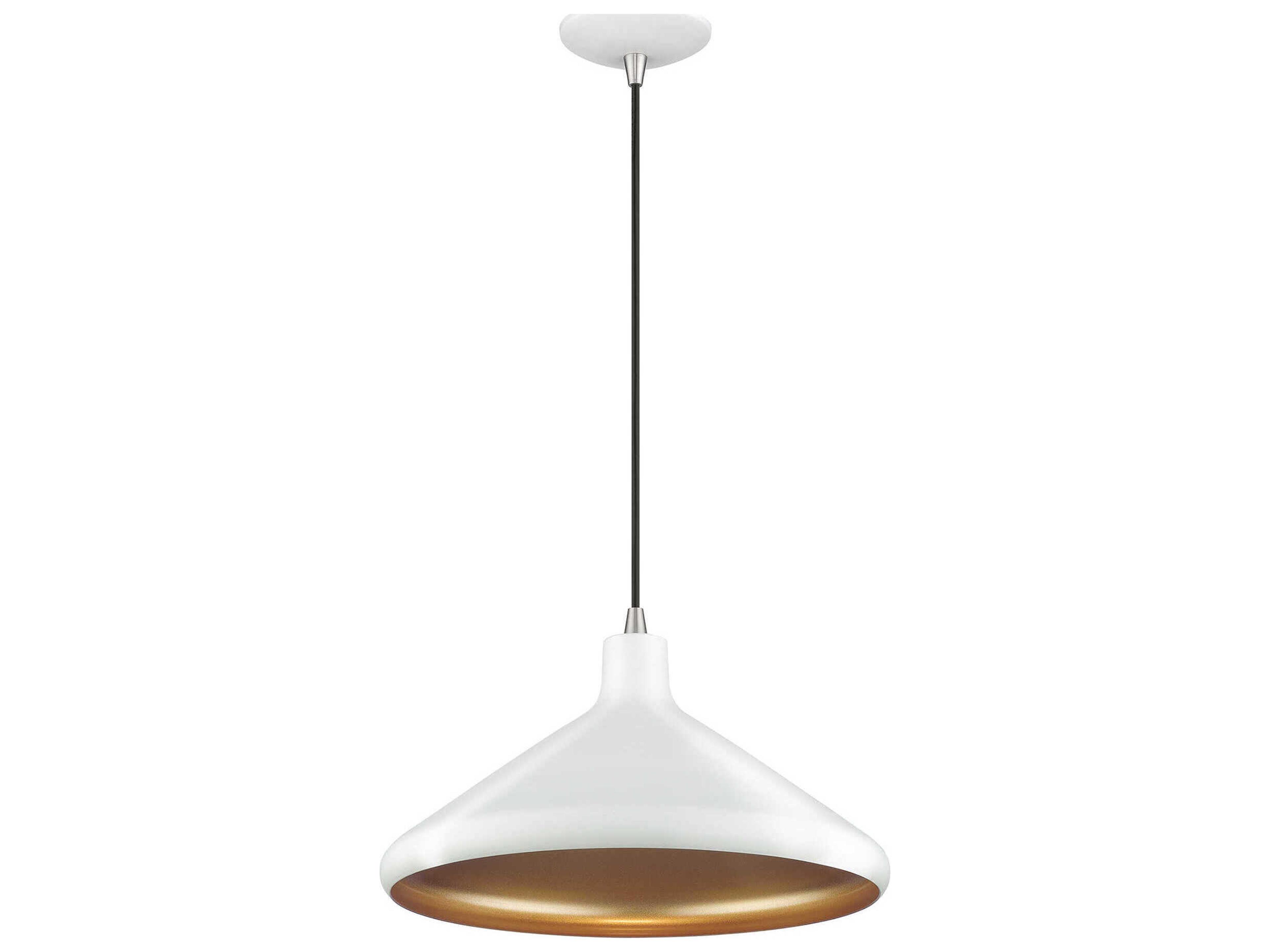 Livex Lighting Geneva 1-Light White Brushed Nickel Pendant