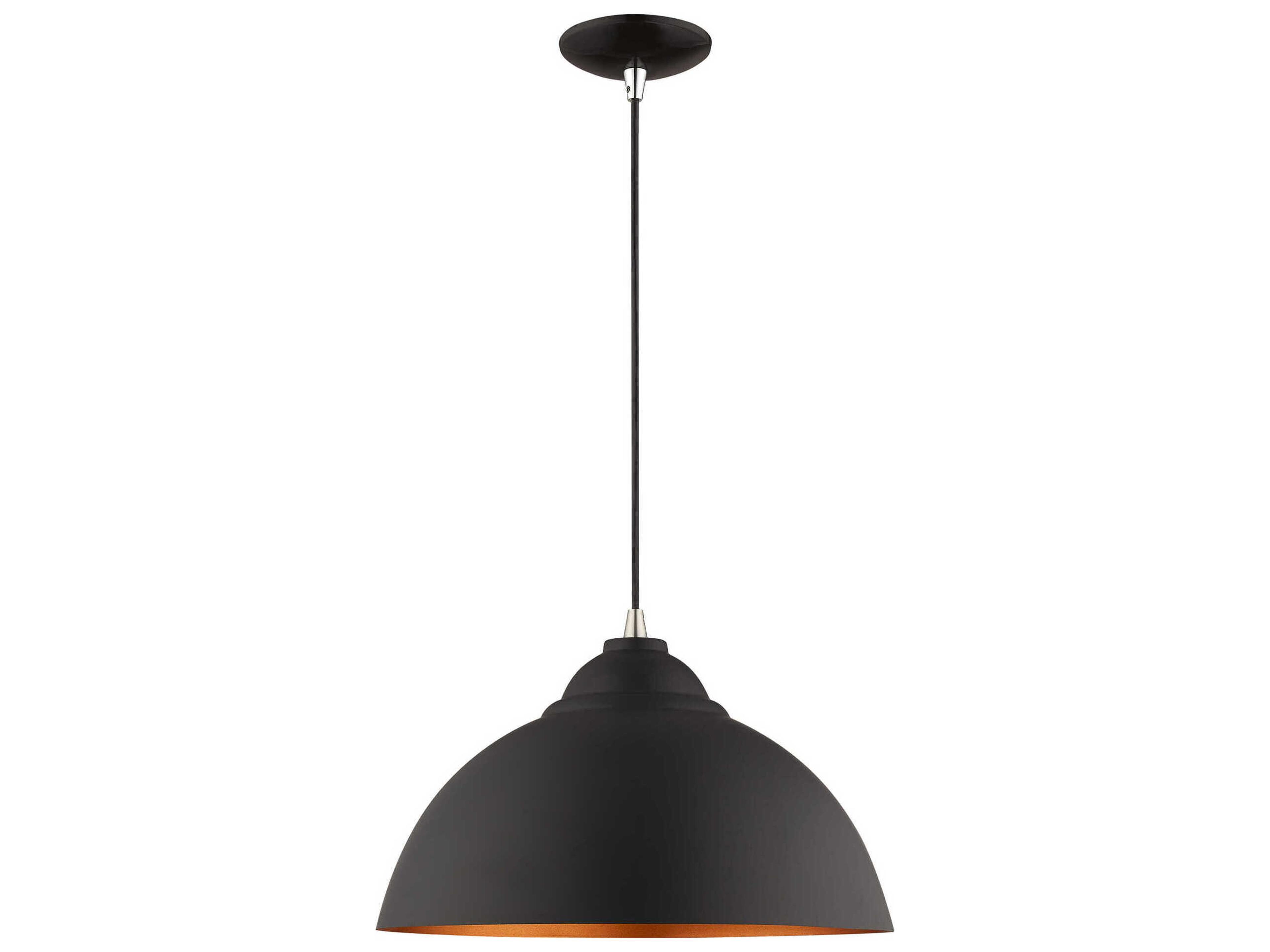 Livex Lighting 1-Light Black Gold Dome Pendant