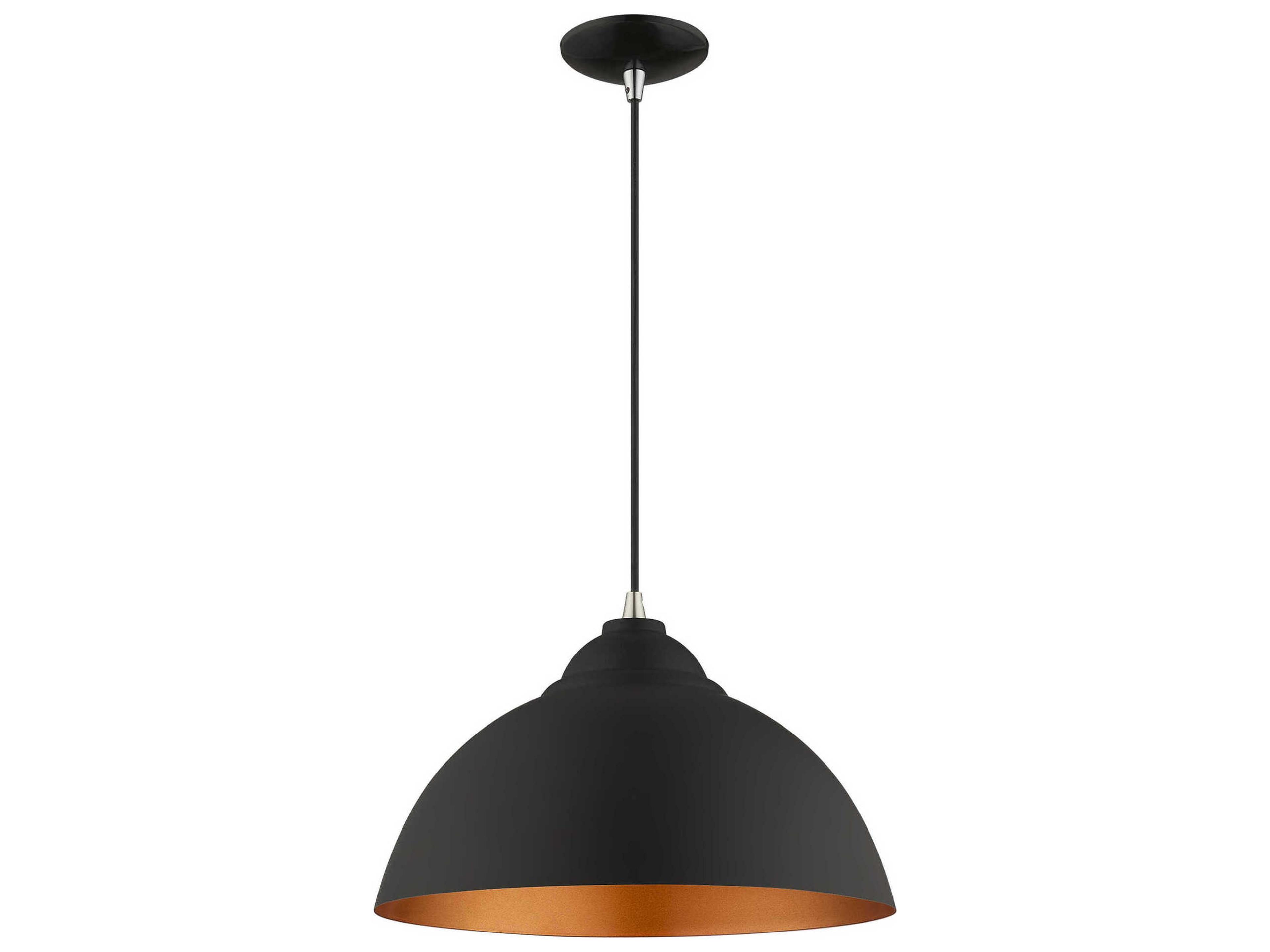 Livex Lighting 1-Light Black Gold Dome Pendant