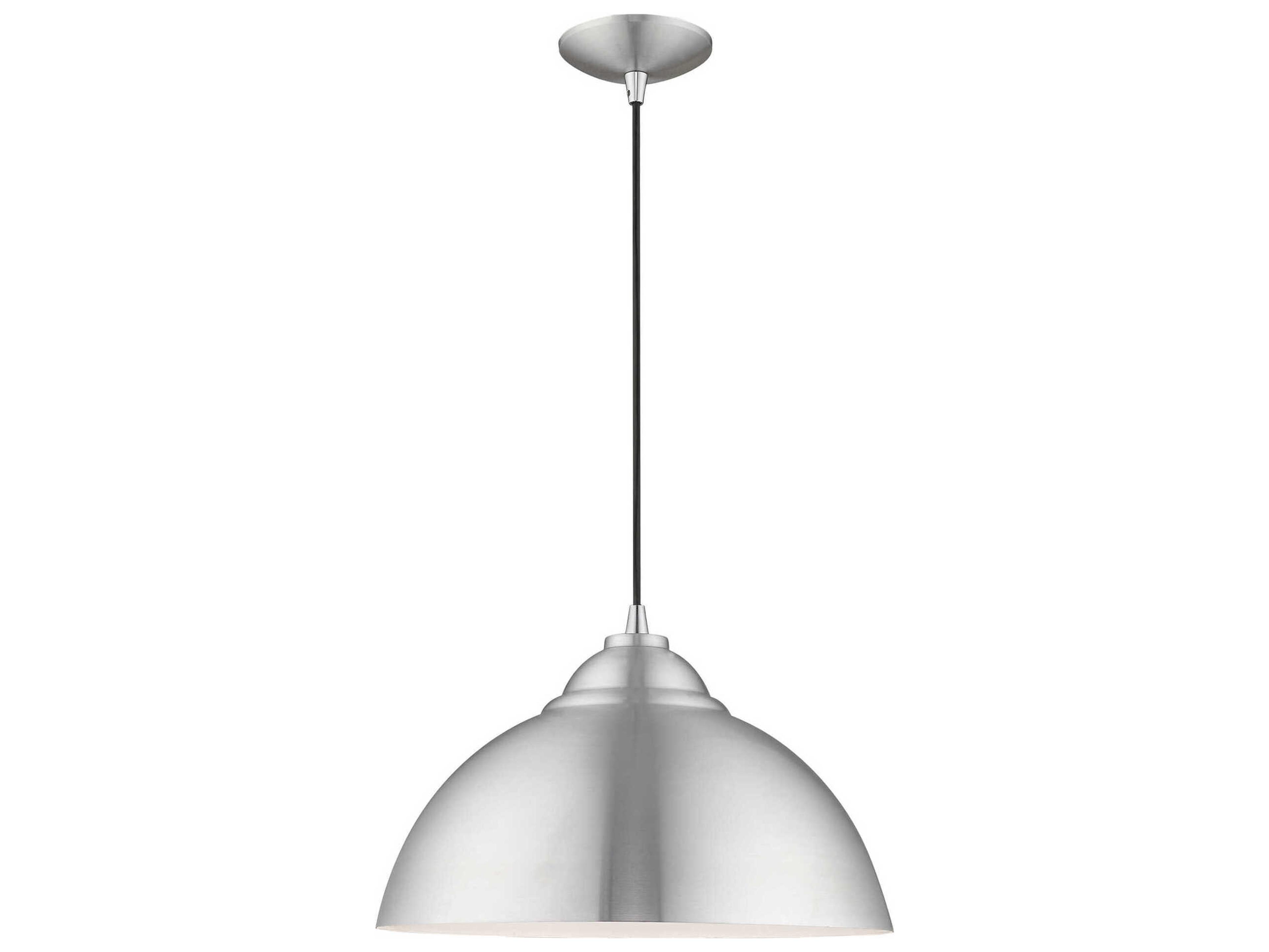 1-Light Brushed Aluminum Silver Dome Pendant