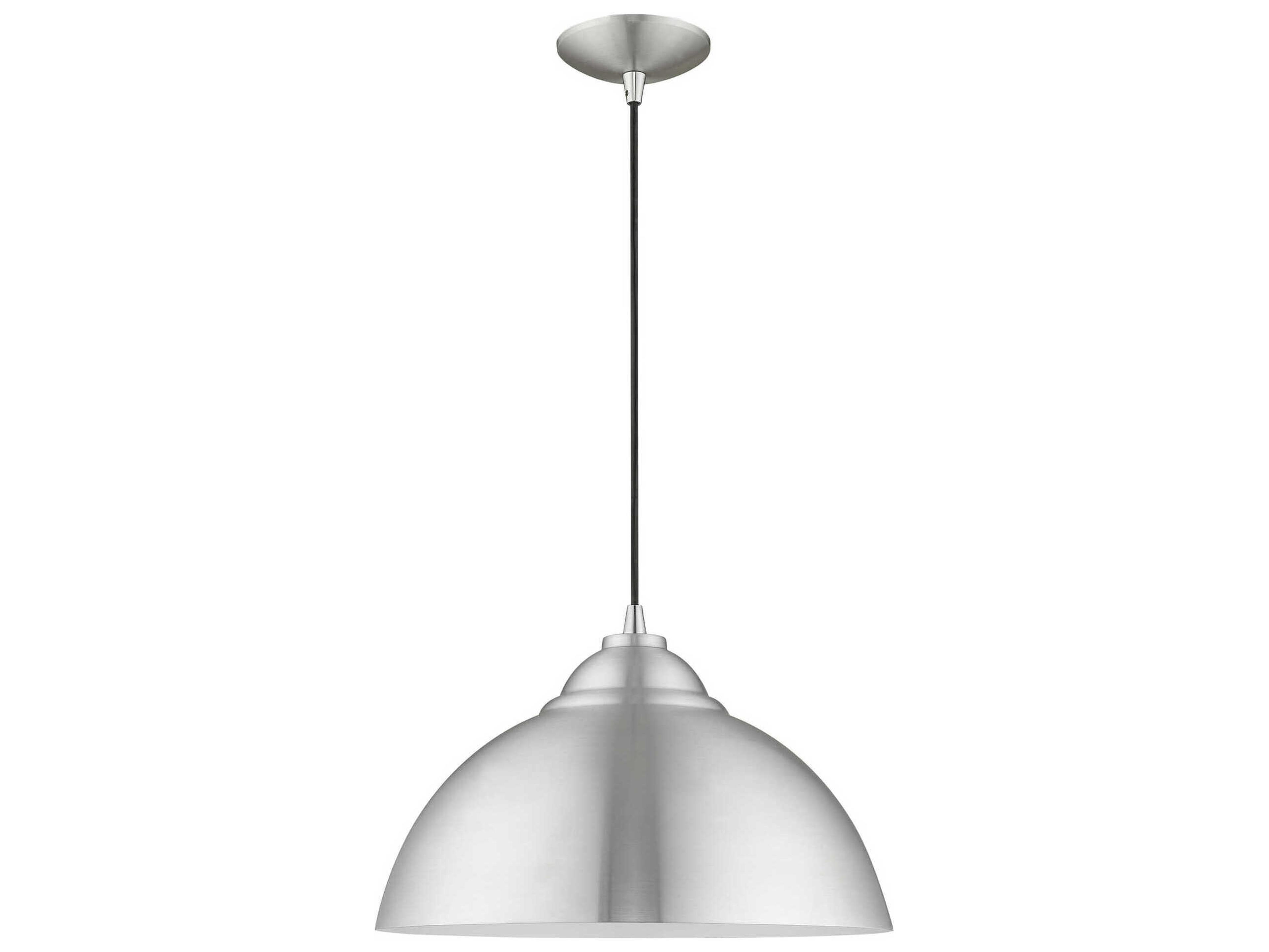 Livex Lighting 1-Light Brushed Aluminum Silver Dome Pendant