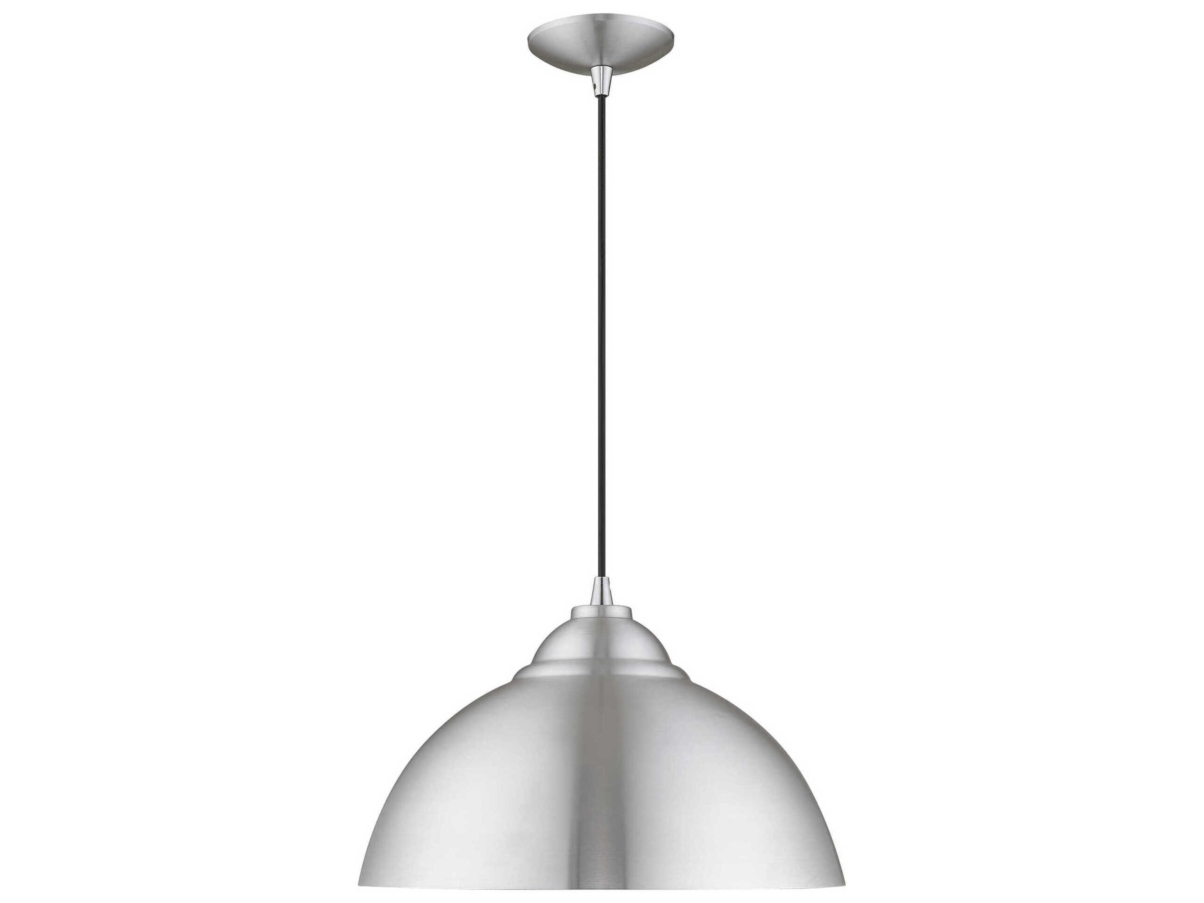 Livex Lighting 1-Light Brushed Aluminum Silver Dome Pendant