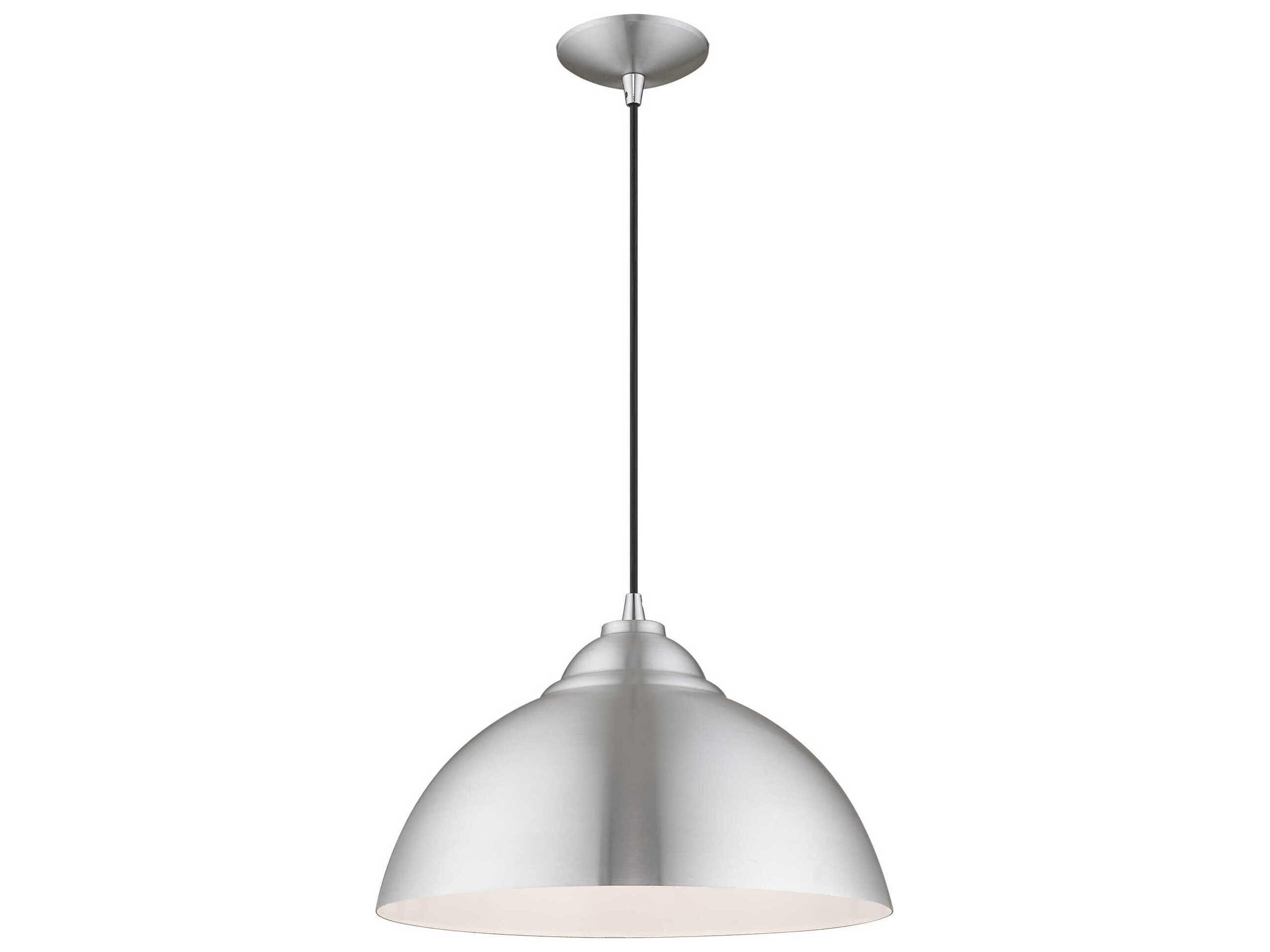 Livex Lighting 1-Light Brushed Aluminum Silver Dome Pendant
