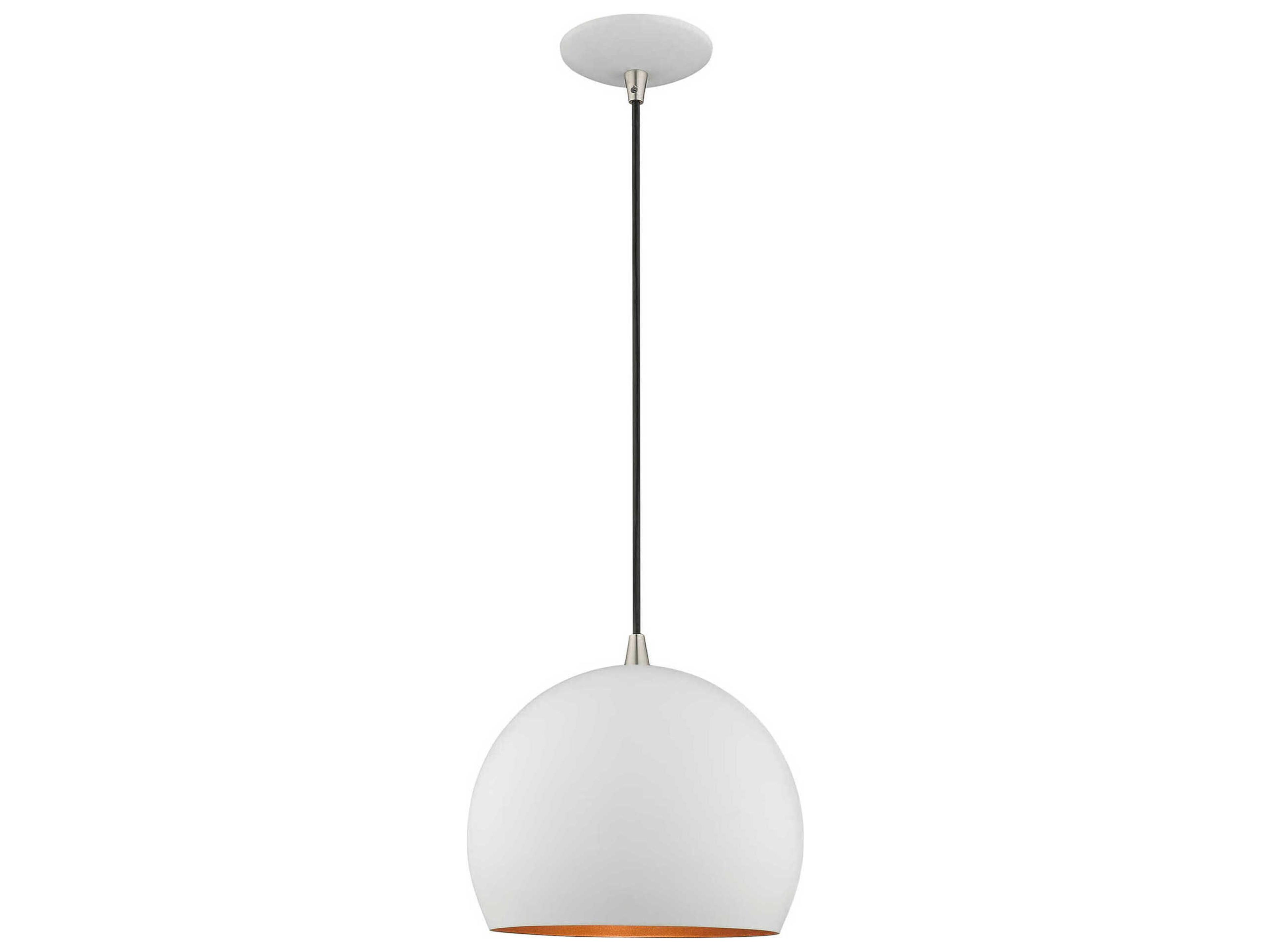 1-Light White Gold Dome Mini Pendant