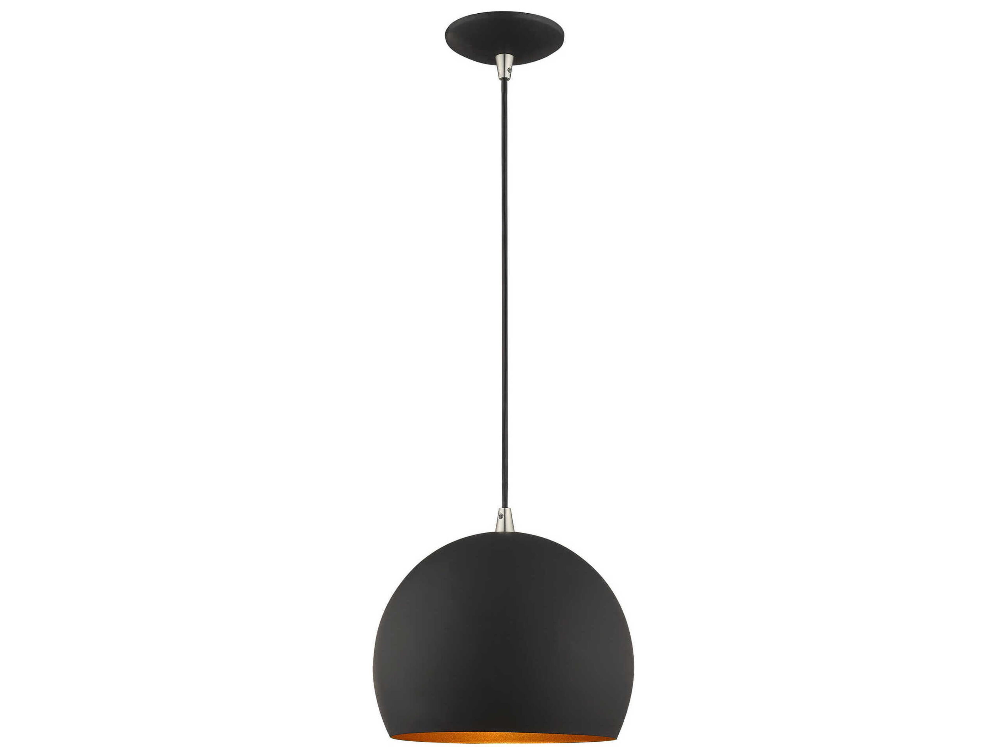 1-Light Black Gold Dome Mini Pendant