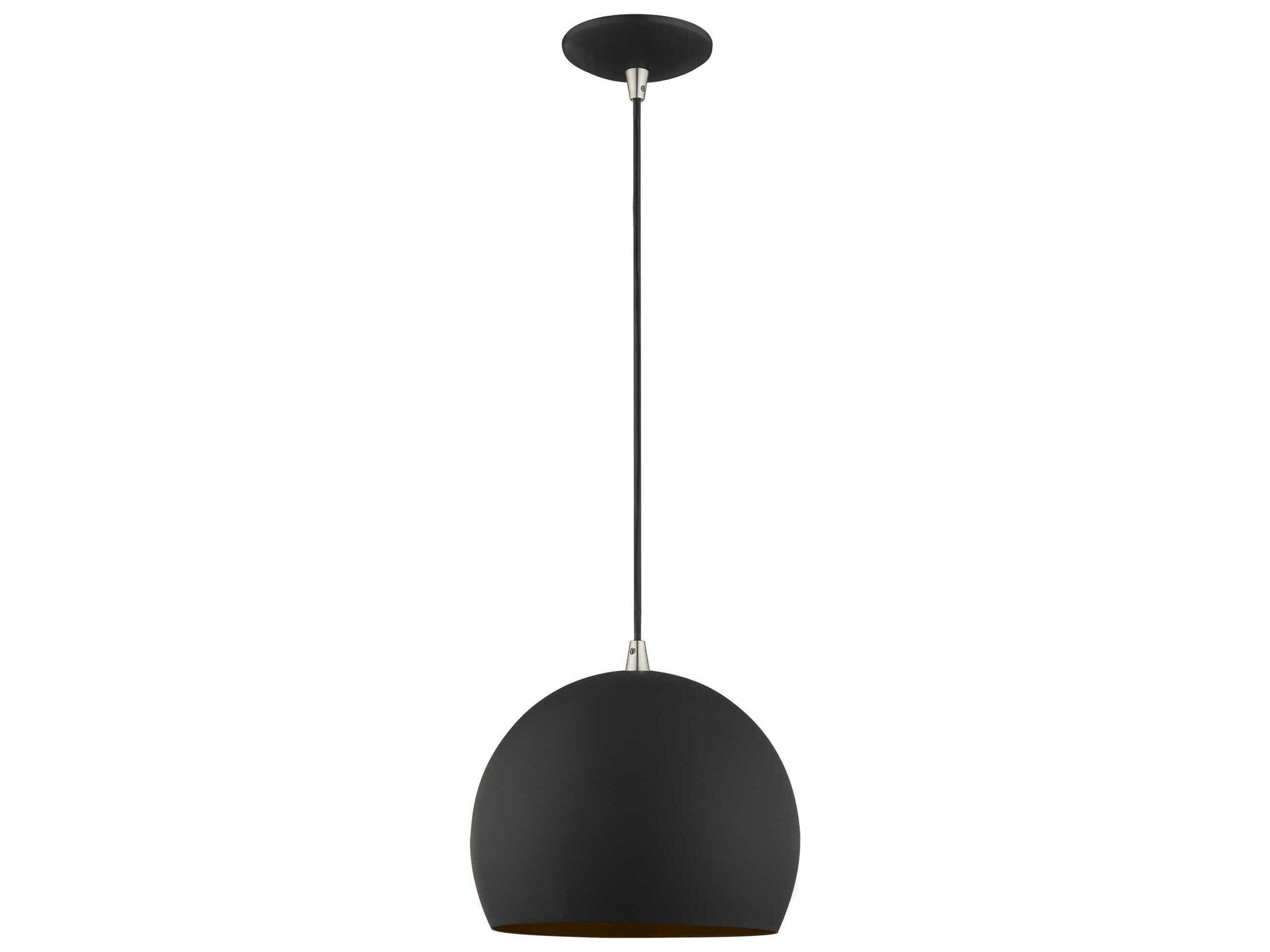 Livex Lighting 1-Light Black Gold Dome Mini Pendant