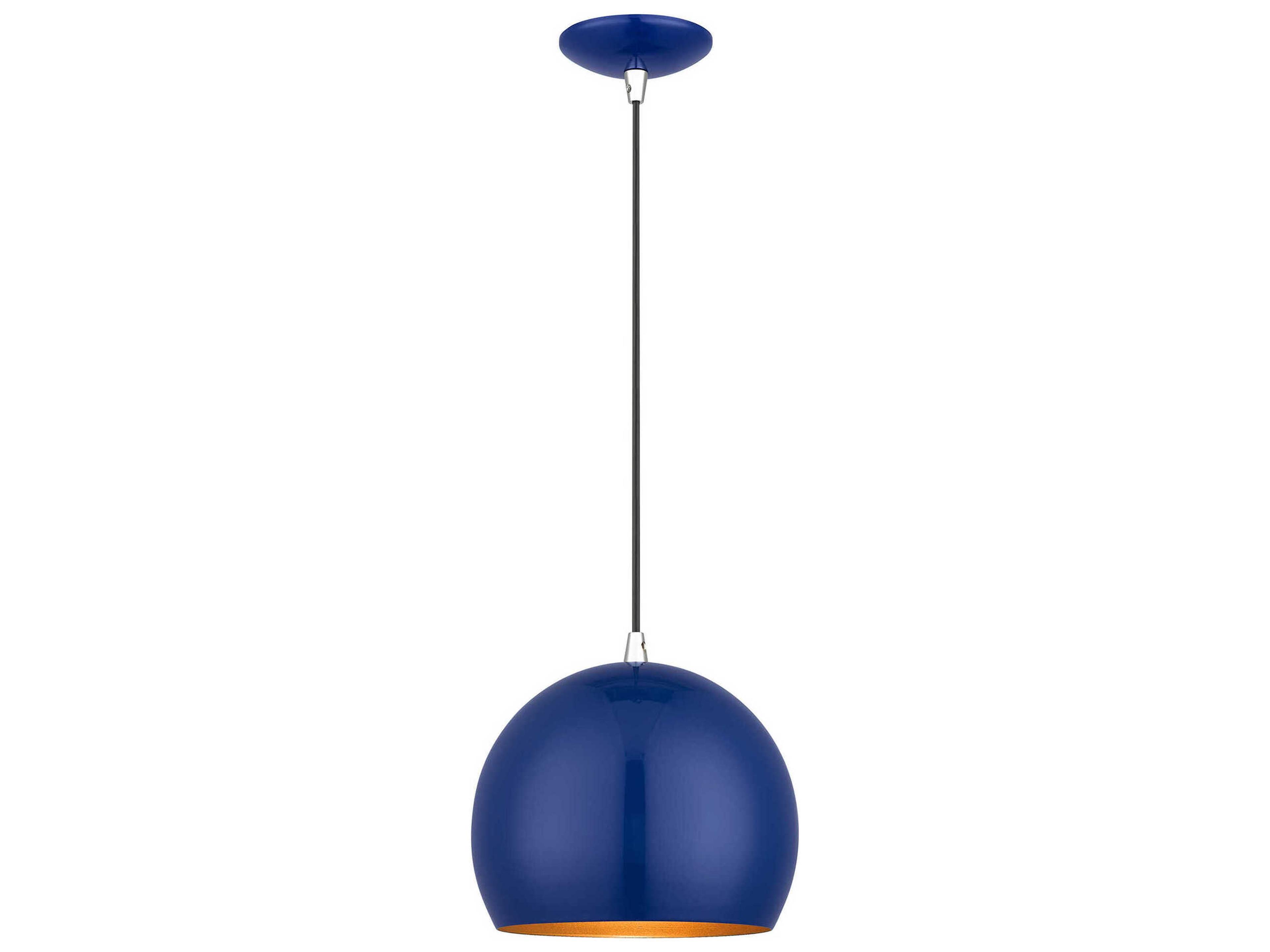Piedmont 1-Light Shiny Cobalt Blue Polished Chrome Globe Mini Pendant