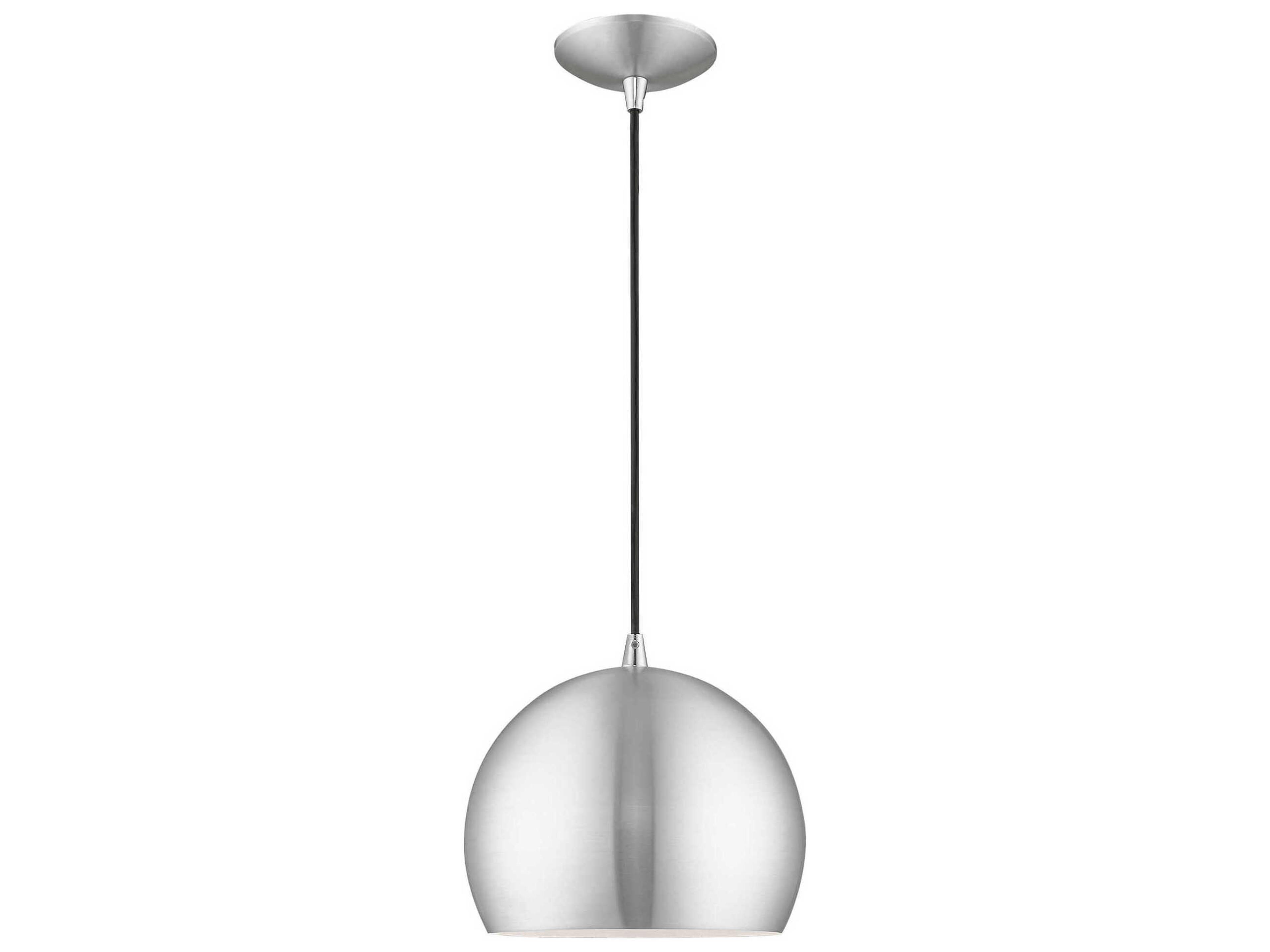 1-Light Brushed Aluminum Silver Dome Mini Pendant