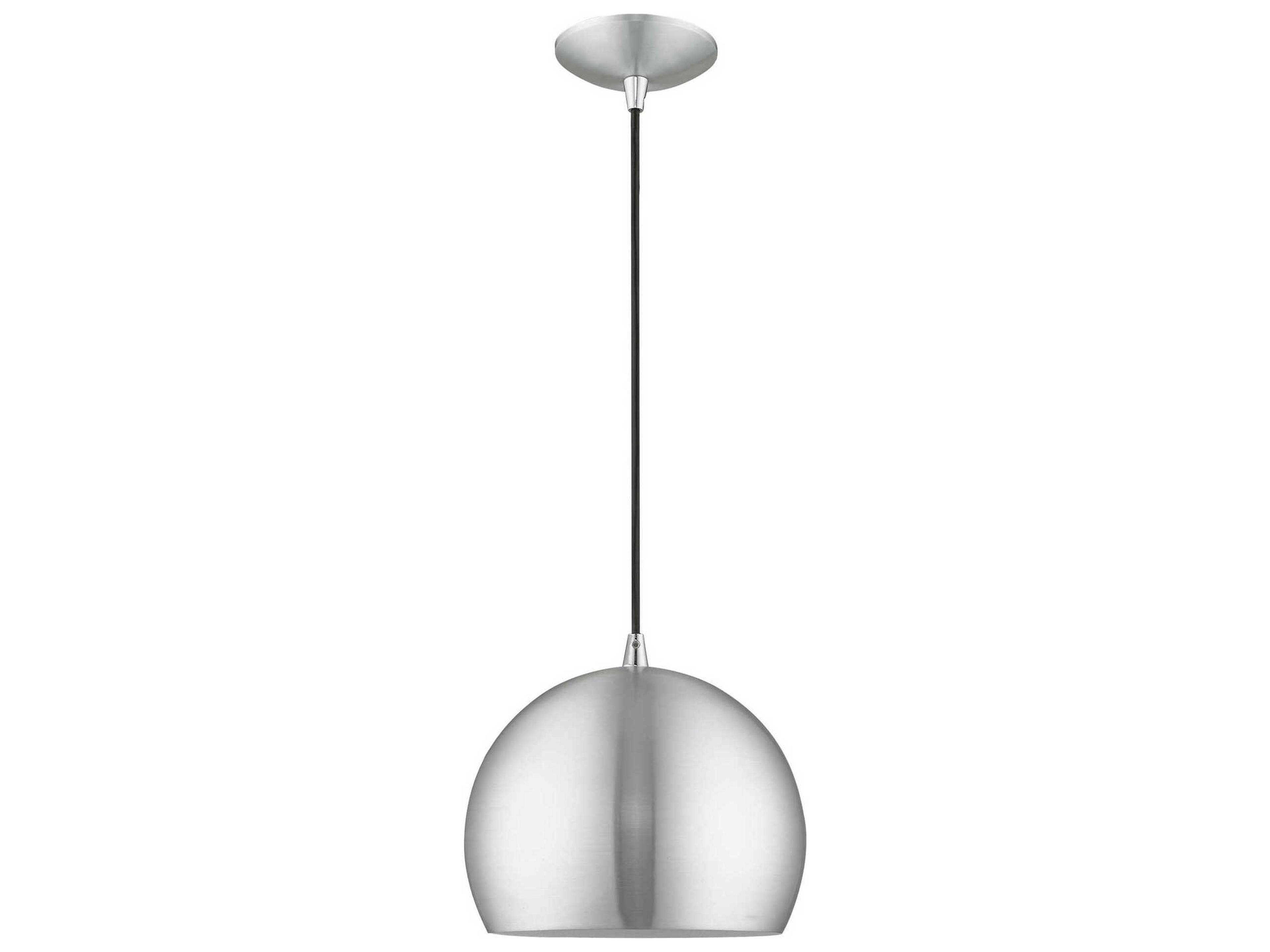 Livex Lighting 1-Light Brushed Aluminum Silver Dome Mini Pendant
