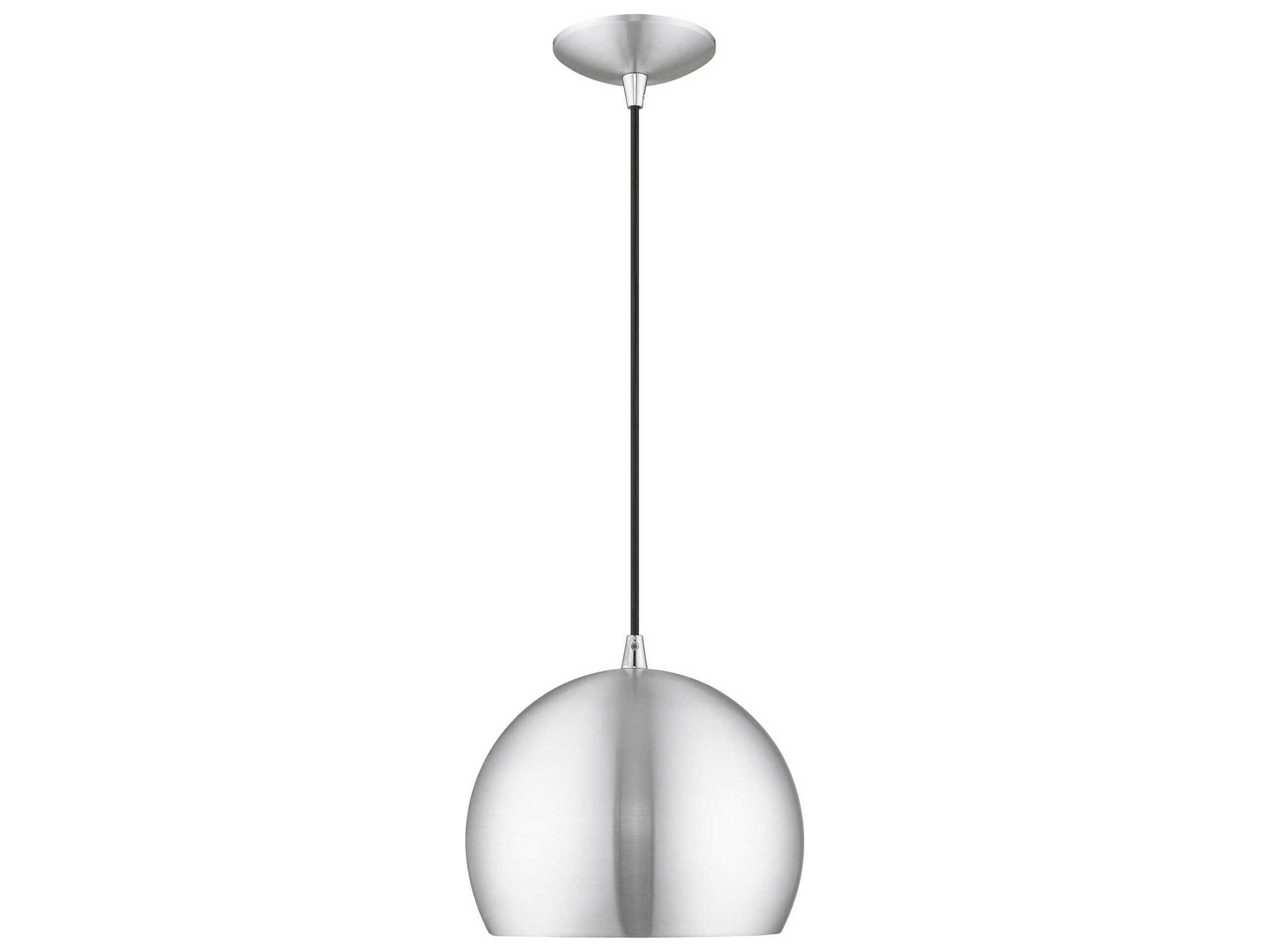 Livex Lighting 1-Light Brushed Aluminum Silver Dome Mini Pendant