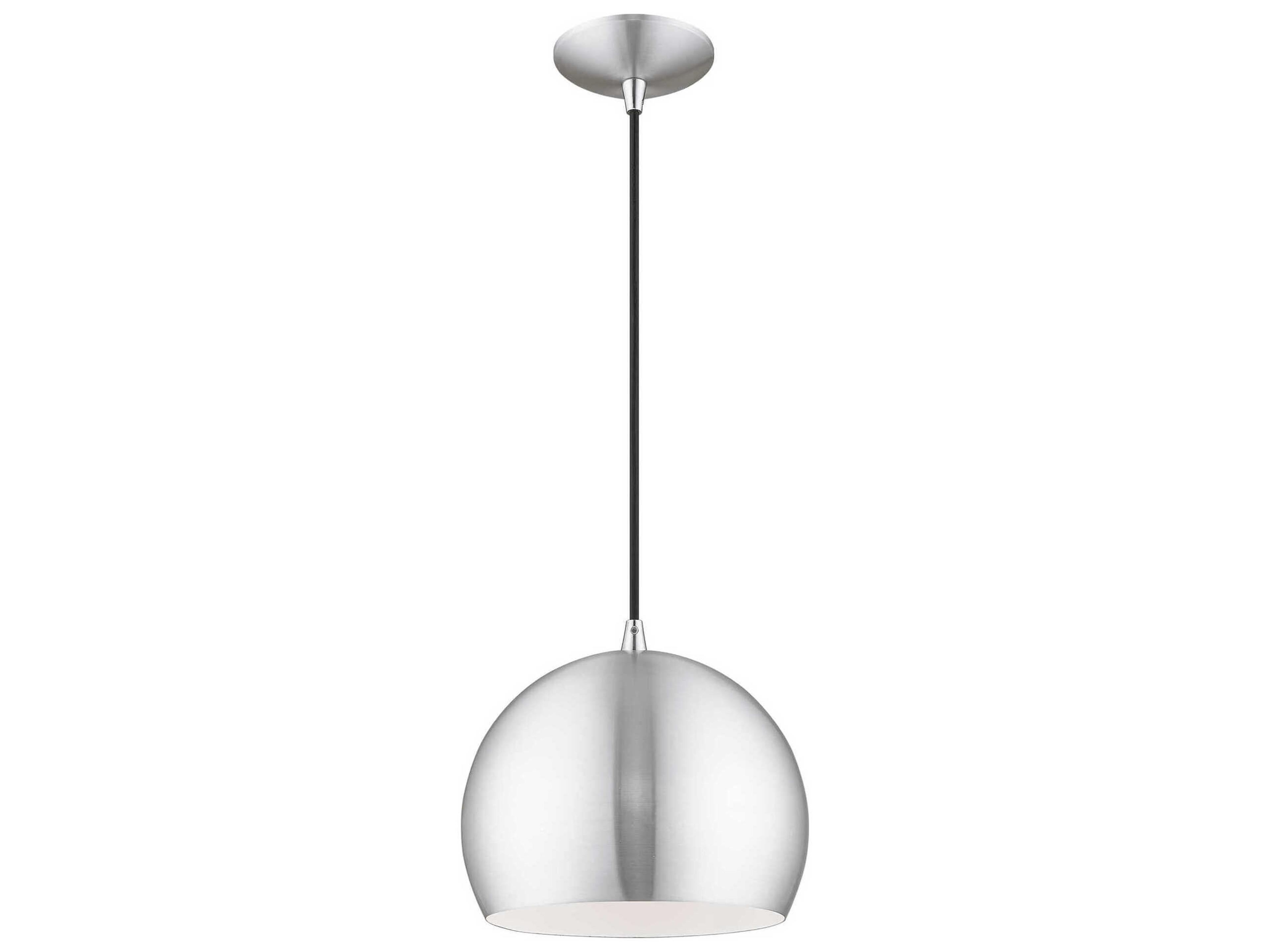 Livex Lighting 1-Light Brushed Aluminum Silver Dome Mini Pendant
