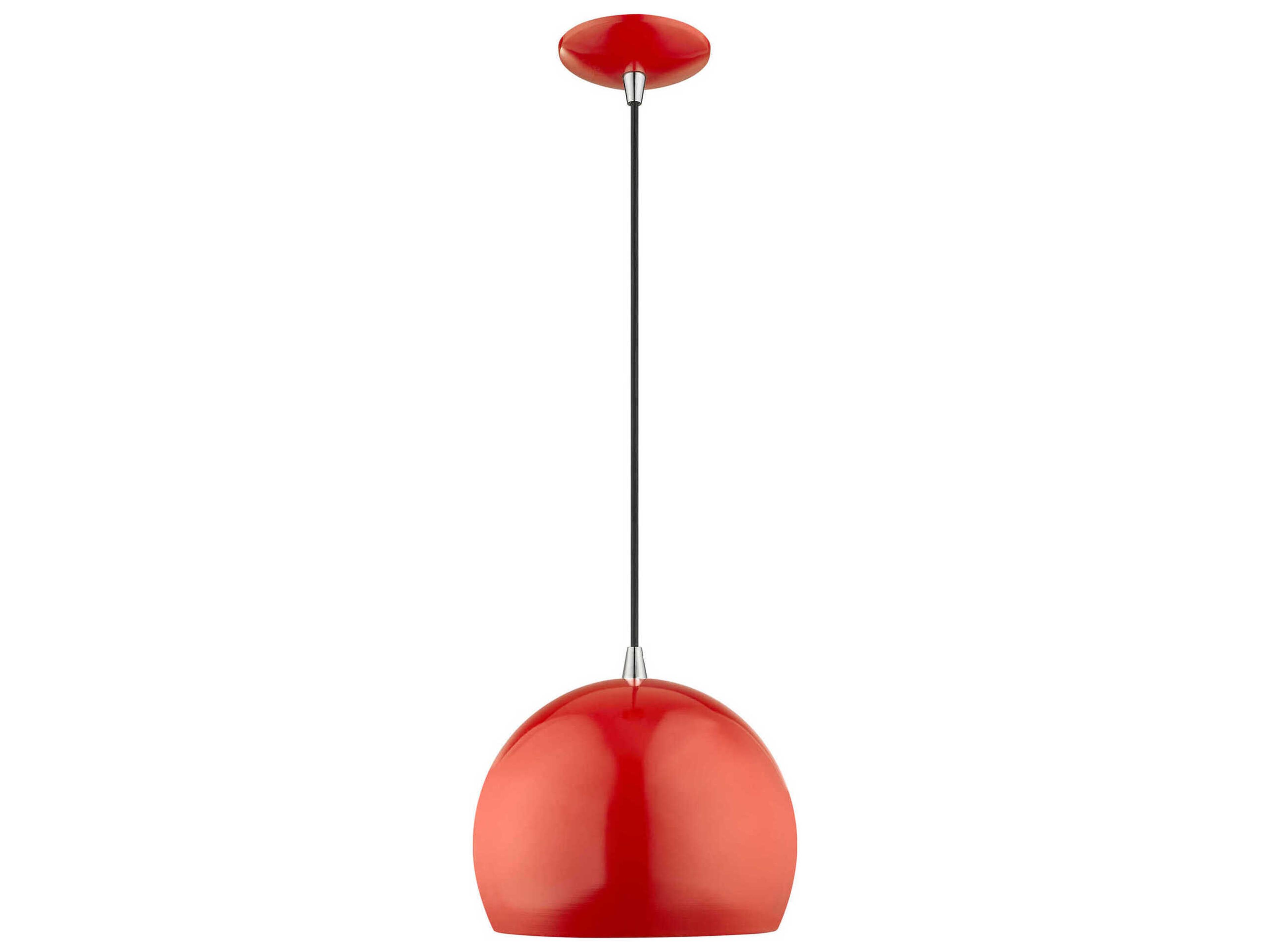 Livex Lighting 1-Light Shiny Red White Dome Mini Pendant