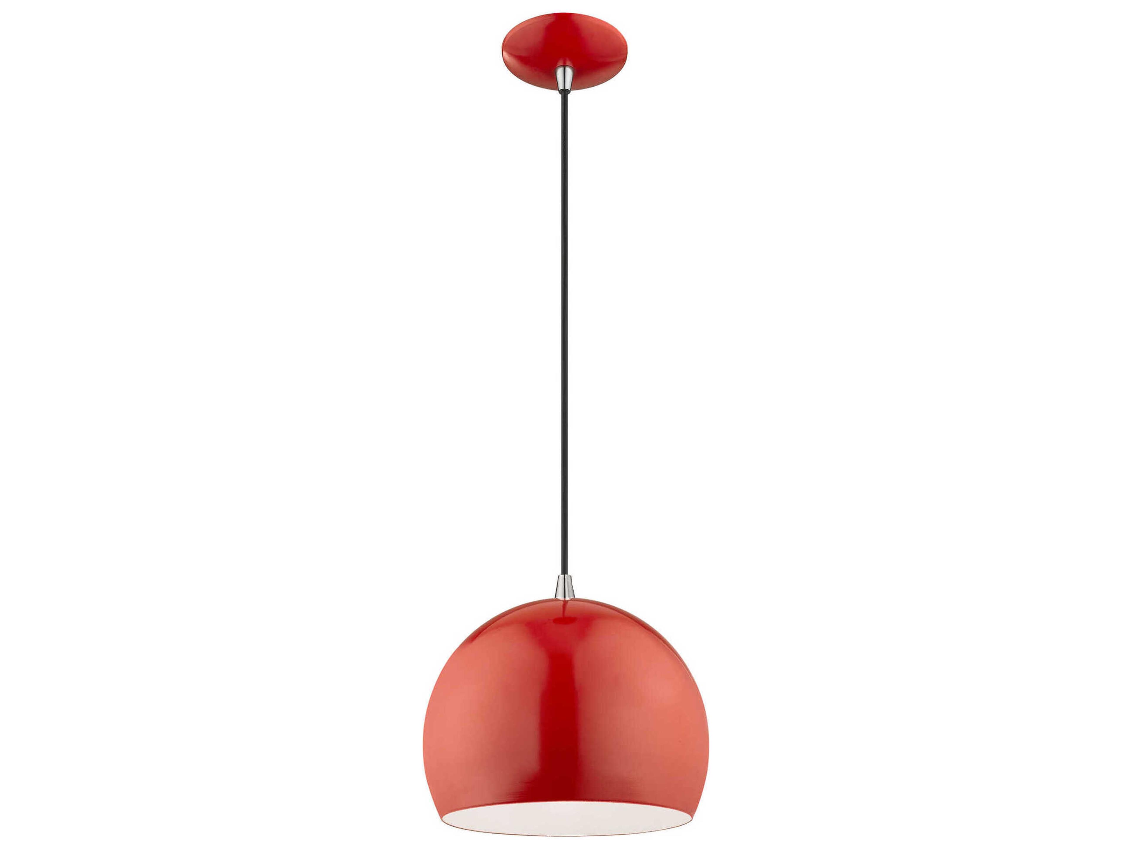 Livex Lighting 1-Light Shiny Red White Dome Mini Pendant