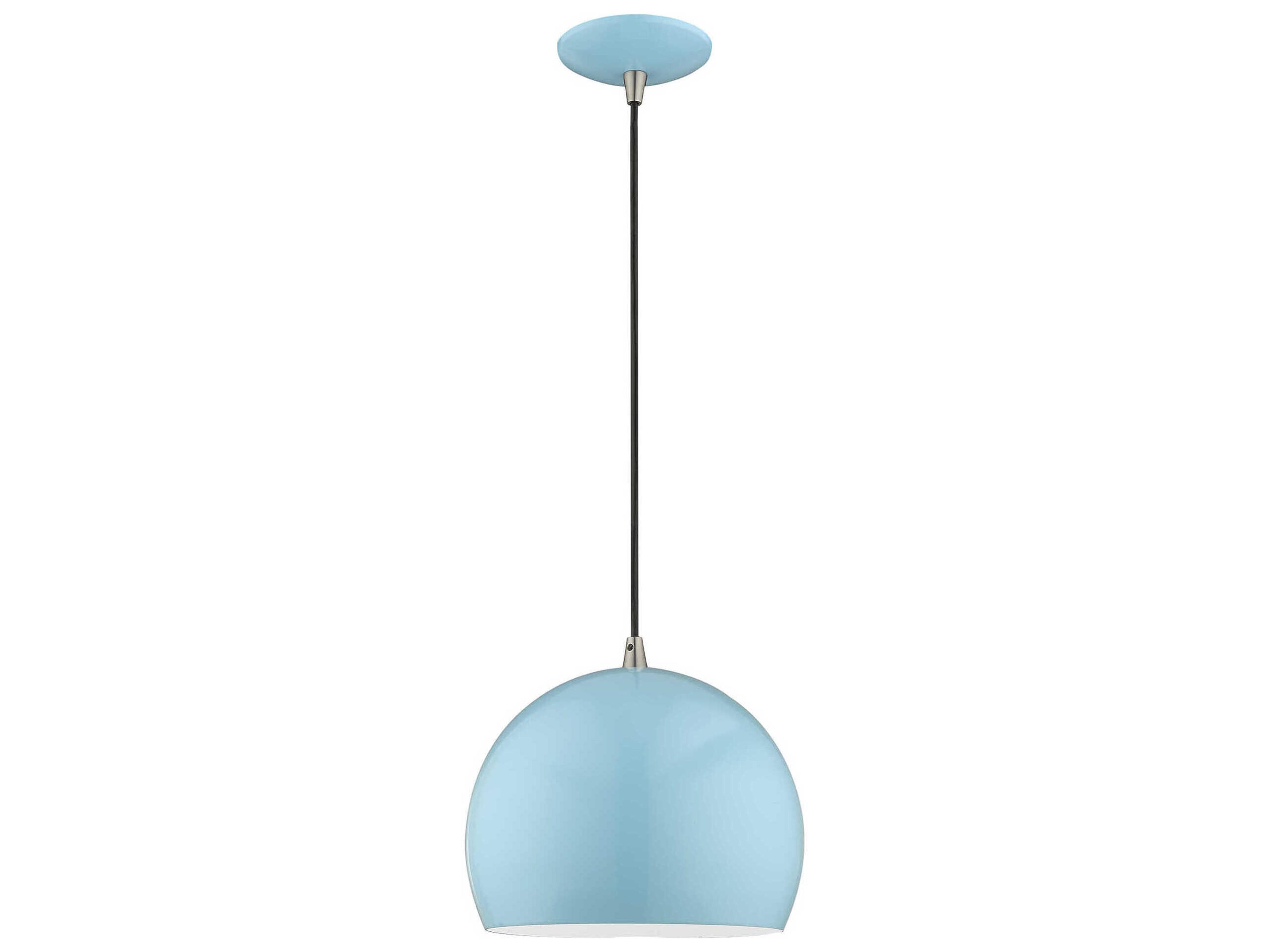 Livex Lighting 1-Light Shiny Baby Blue White Dome Mini Pendant