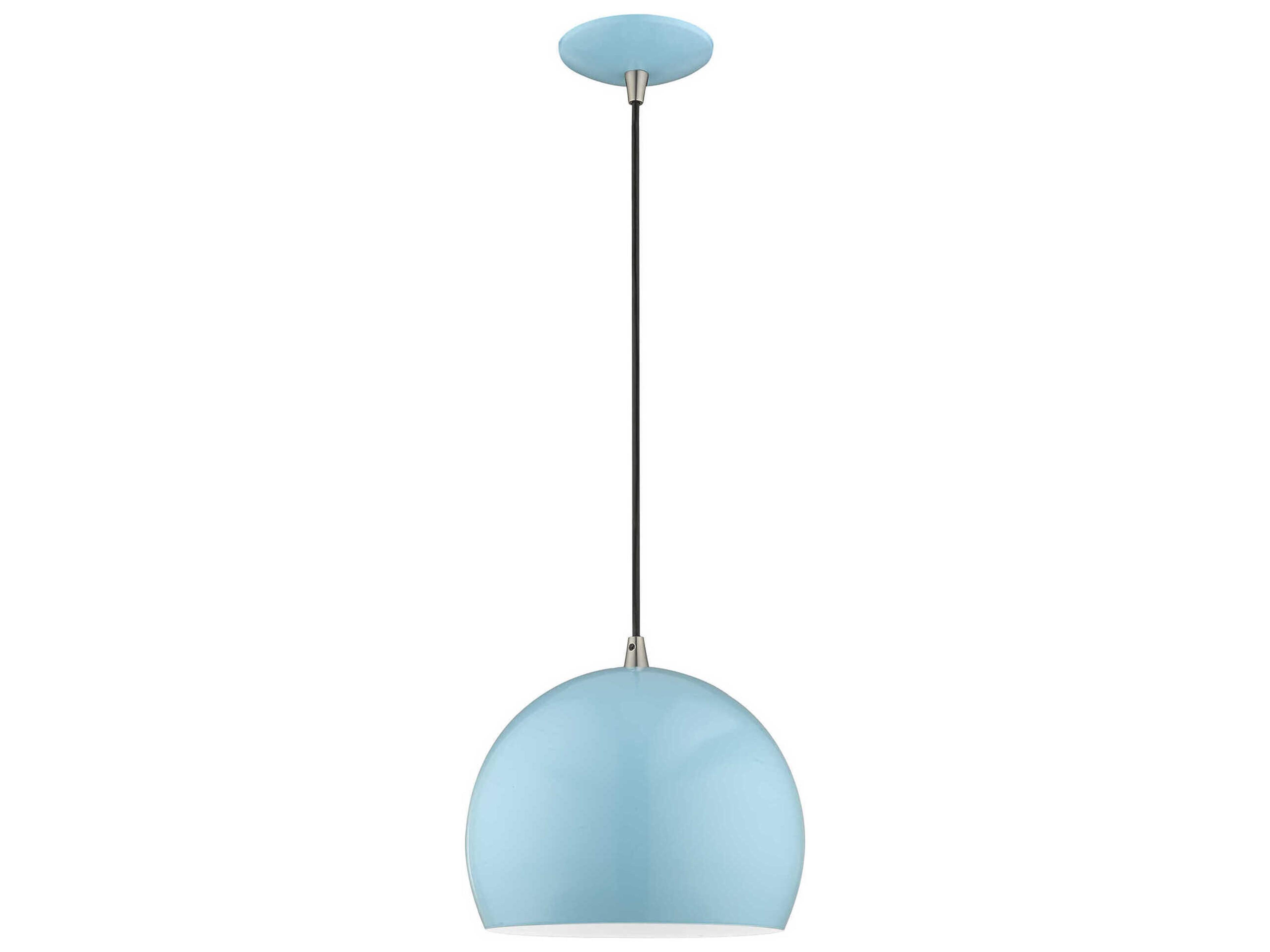 Livex Lighting 1-Light Shiny Baby Blue White Dome Mini Pendant
