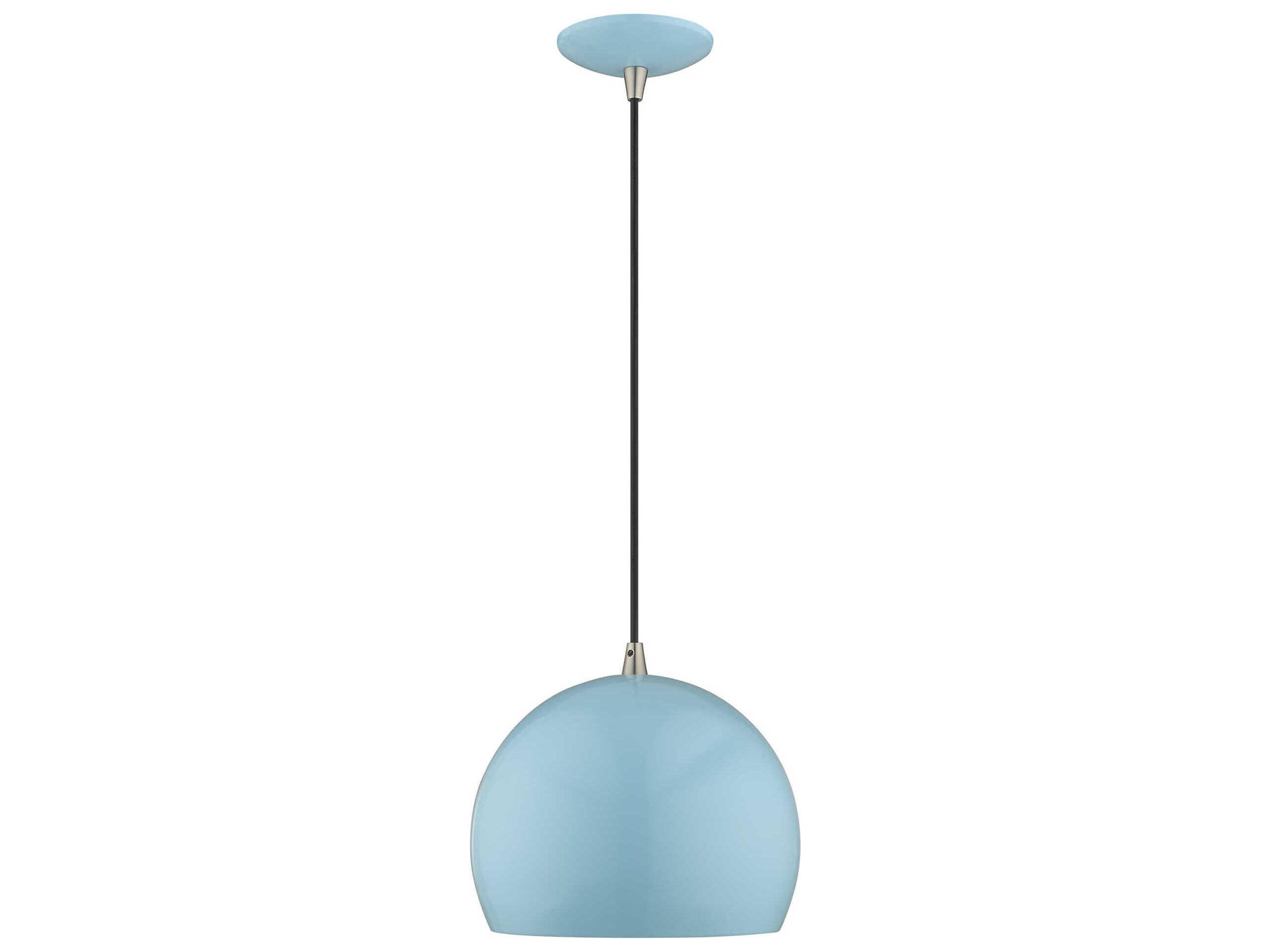 Livex Lighting 1-Light Shiny Baby Blue White Dome Mini Pendant