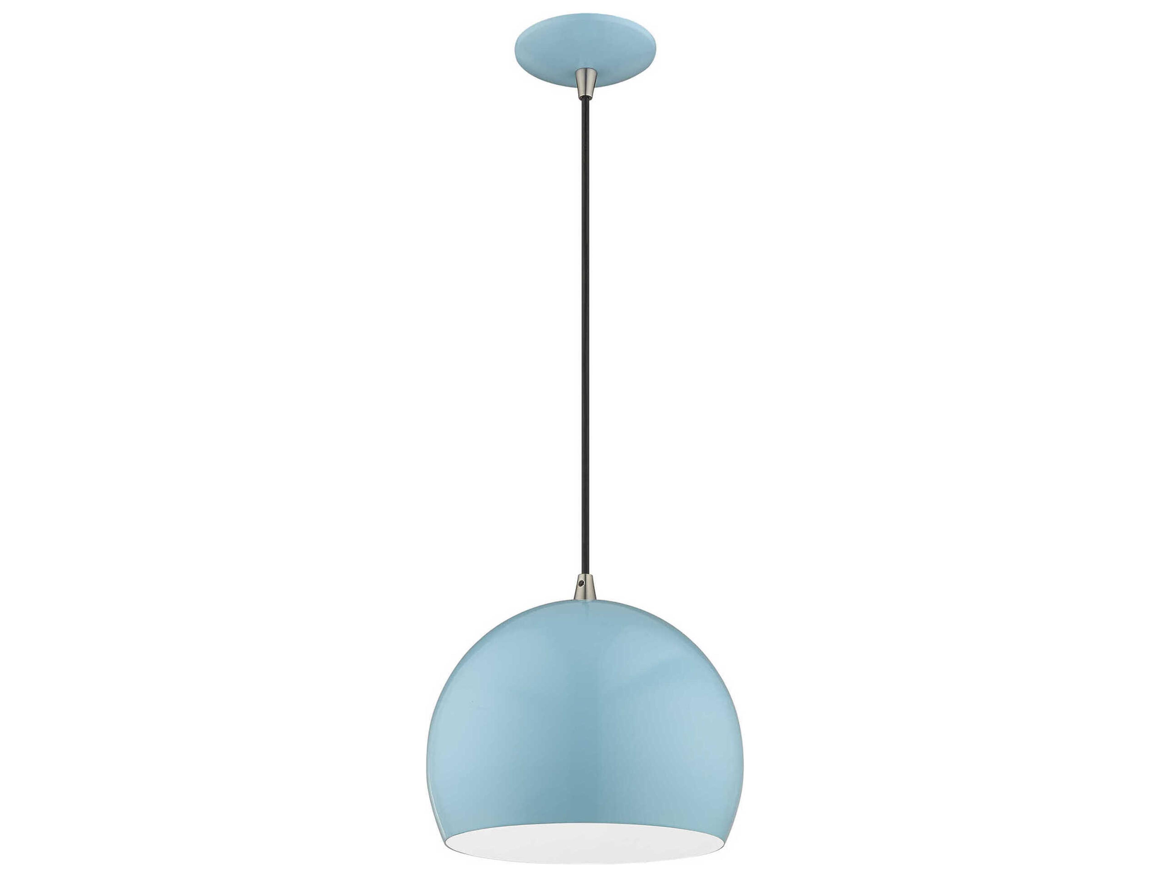 Livex Lighting 1-Light Shiny Baby Blue White Dome Mini Pendant