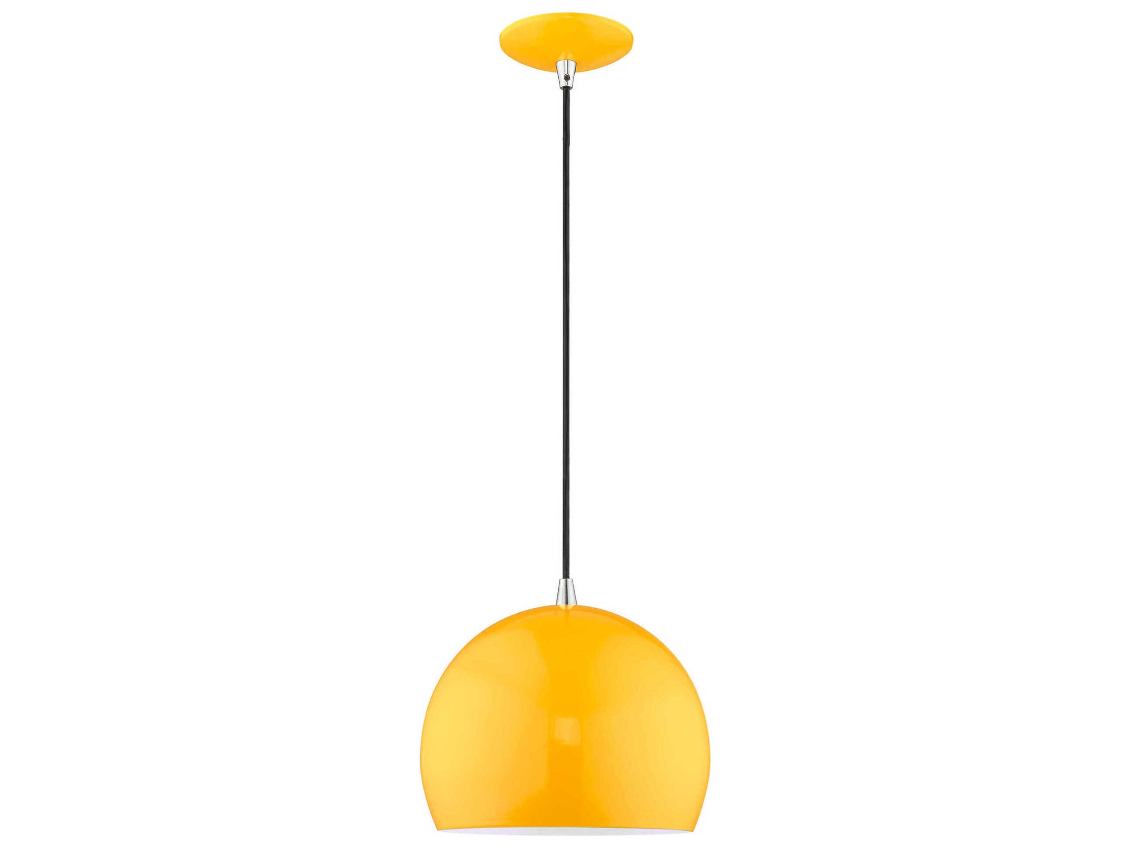Livex Lighting 1-Light Shiny Orange White Dome Mini Pendant