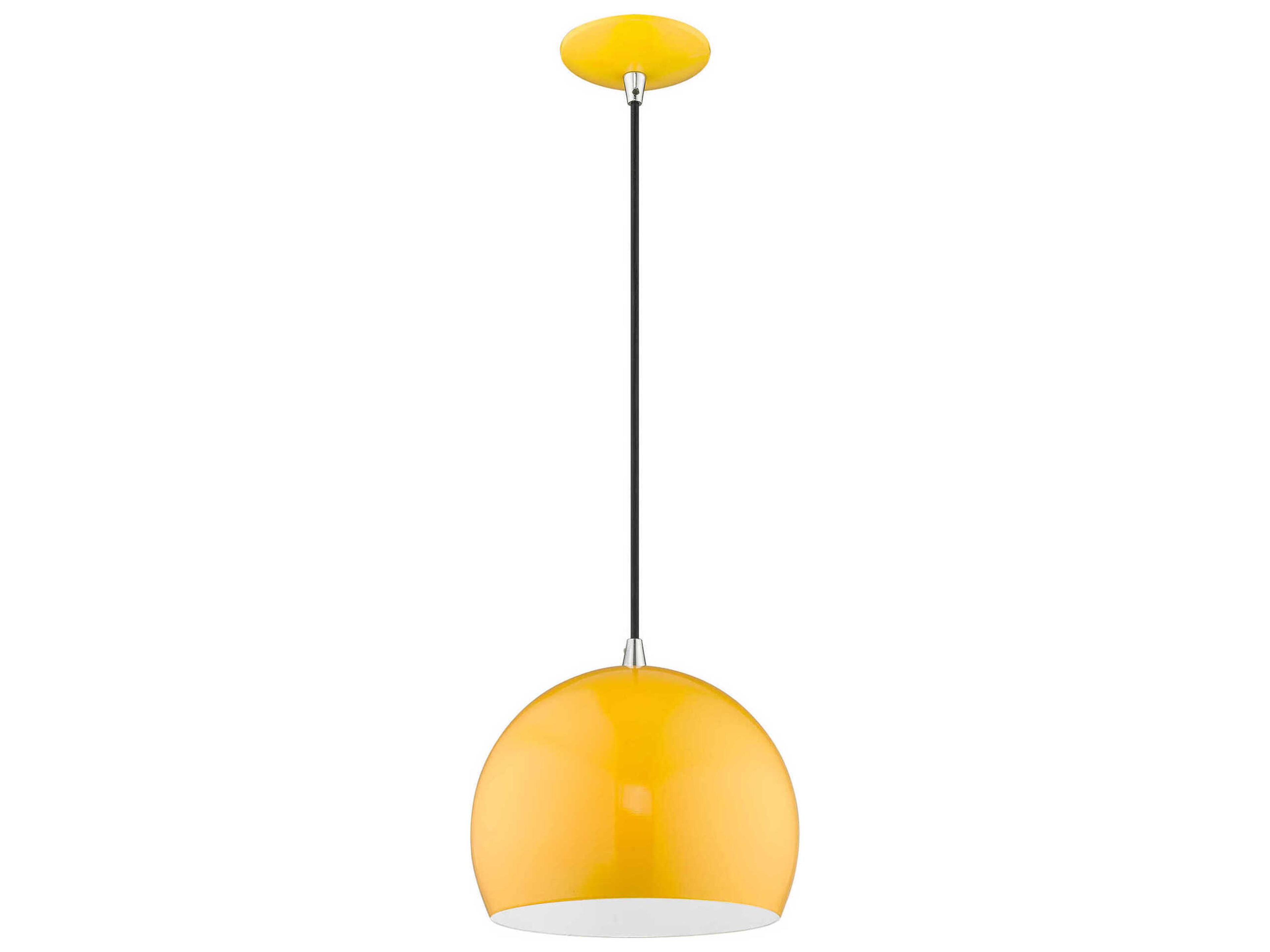Livex Lighting 1-Light Shiny Orange White Dome Mini Pendant