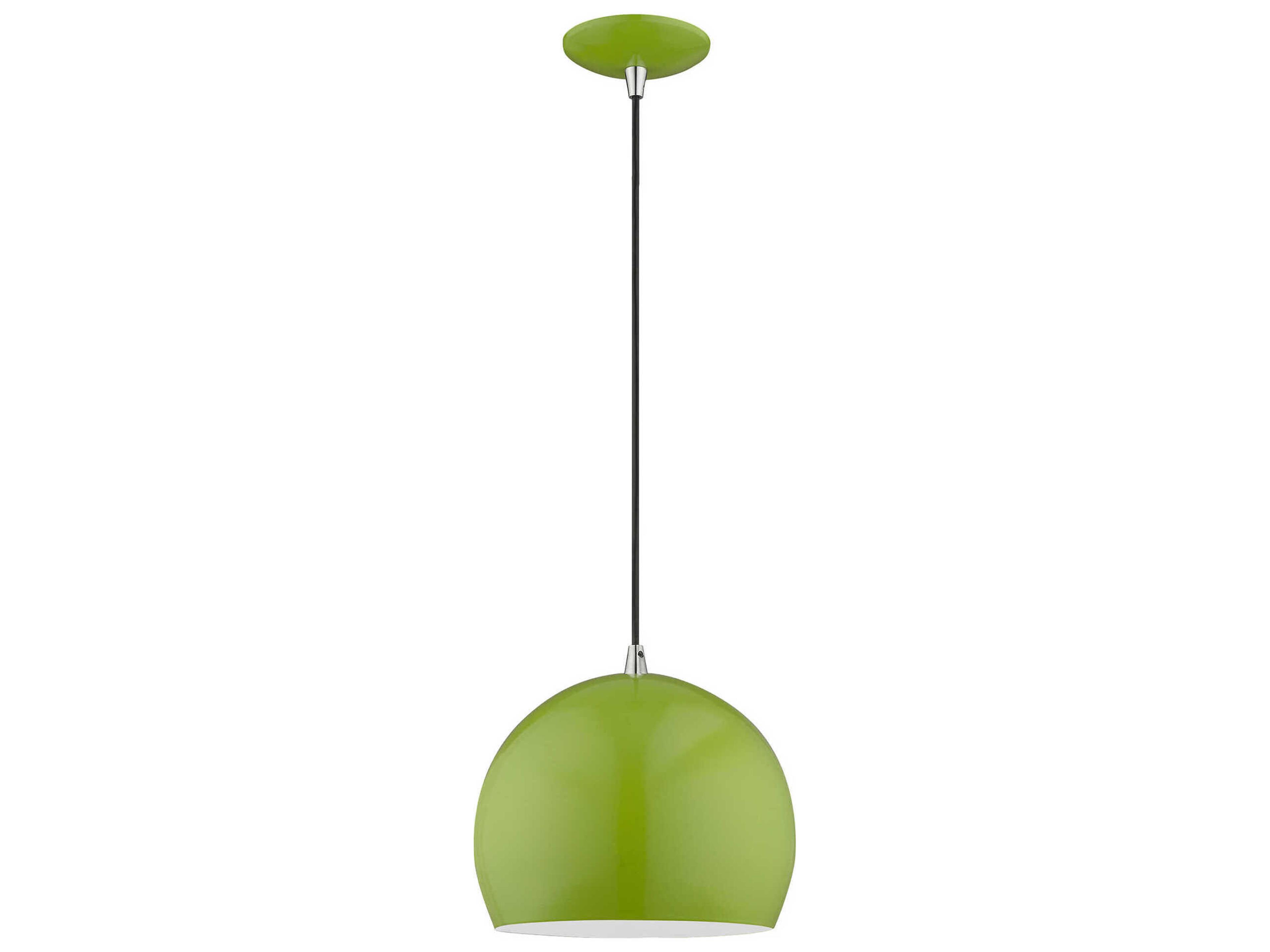 1-Light Shiny Apple Green Dome Mini Pendant