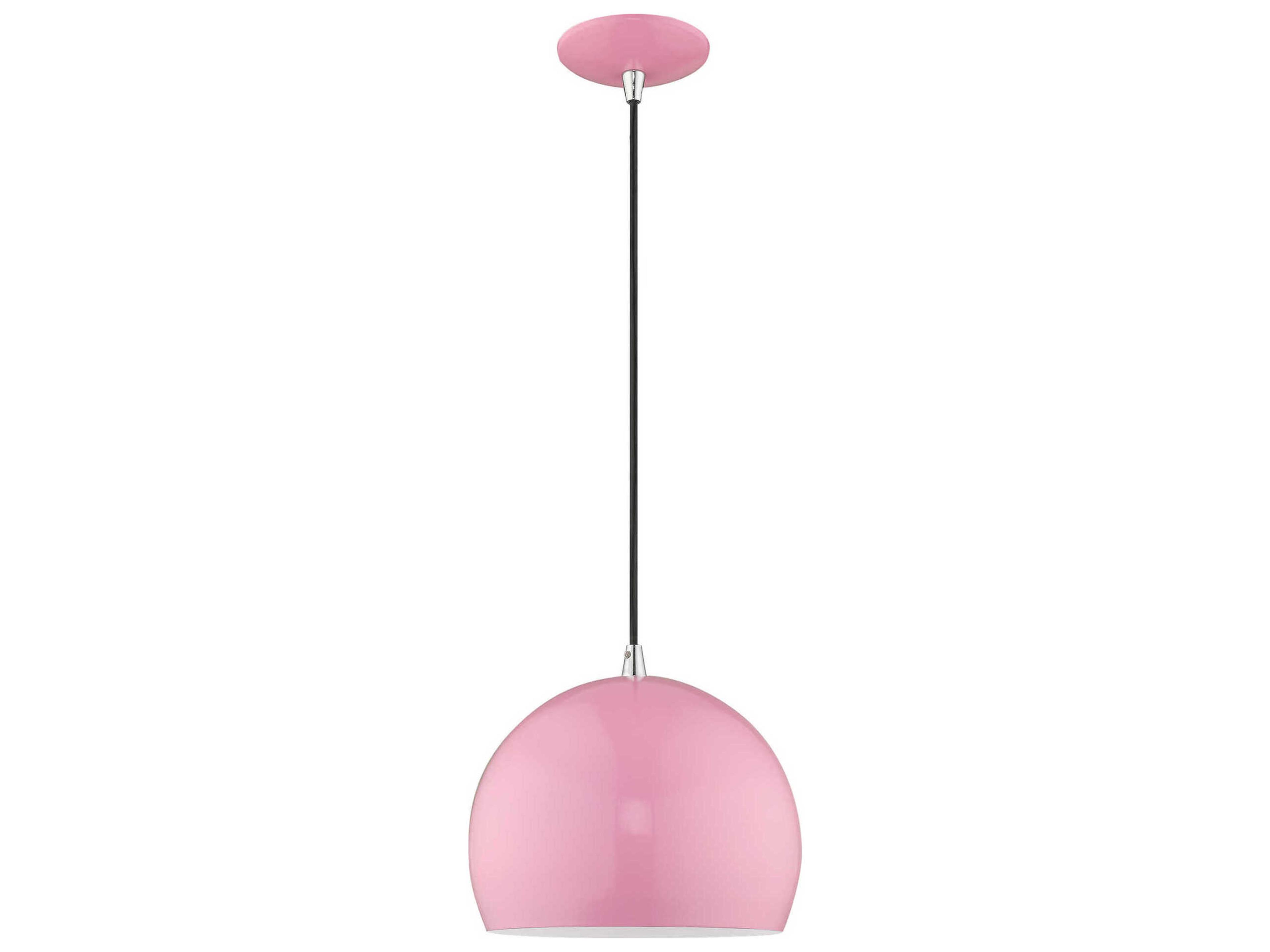 Livex Lighting 1-Light Shiny Pink White Dome Mini Pendant