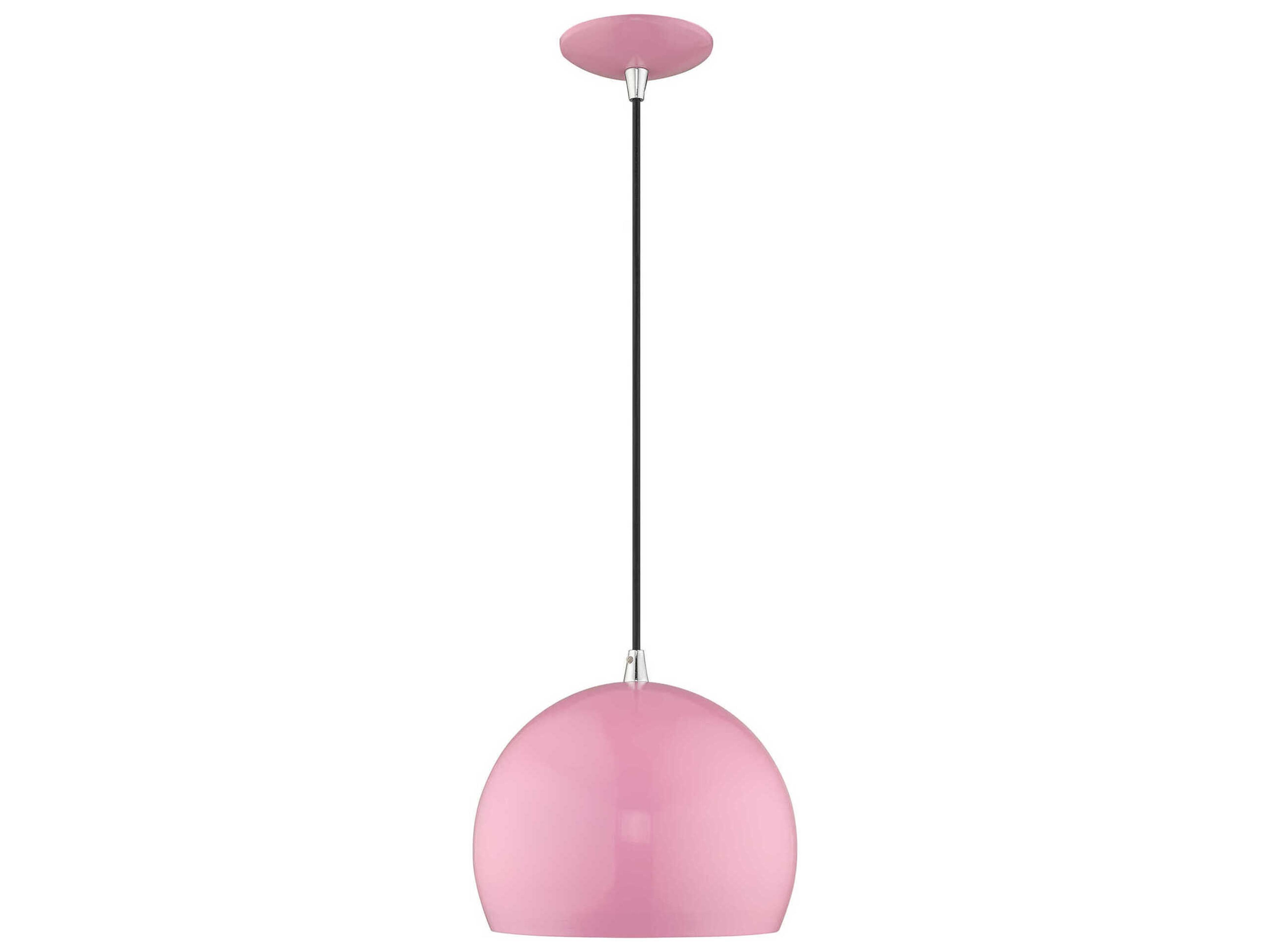 Livex Lighting 1-Light Shiny Pink White Dome Mini Pendant