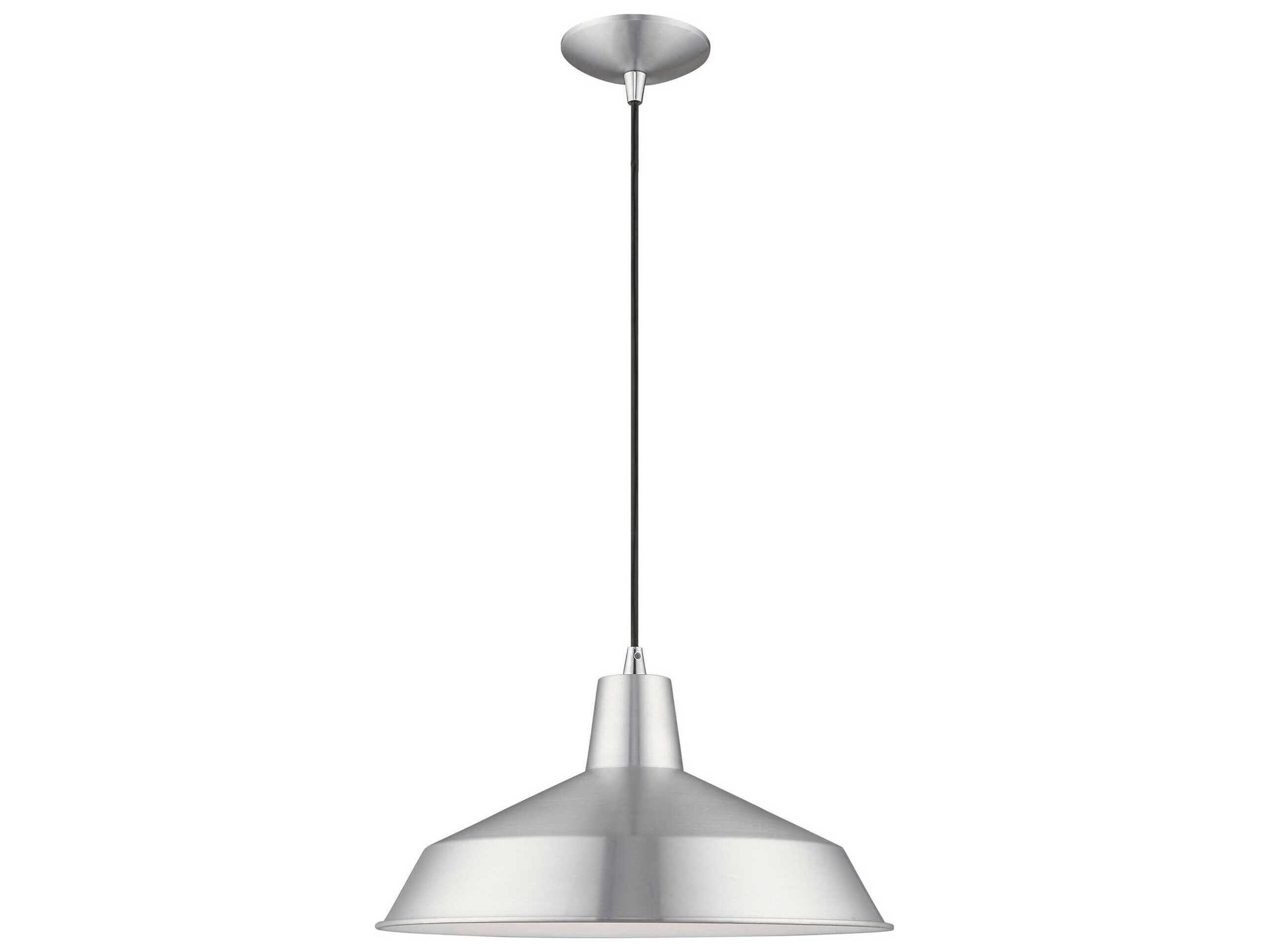 1-Light Brushed Aluminum Silver Pendant