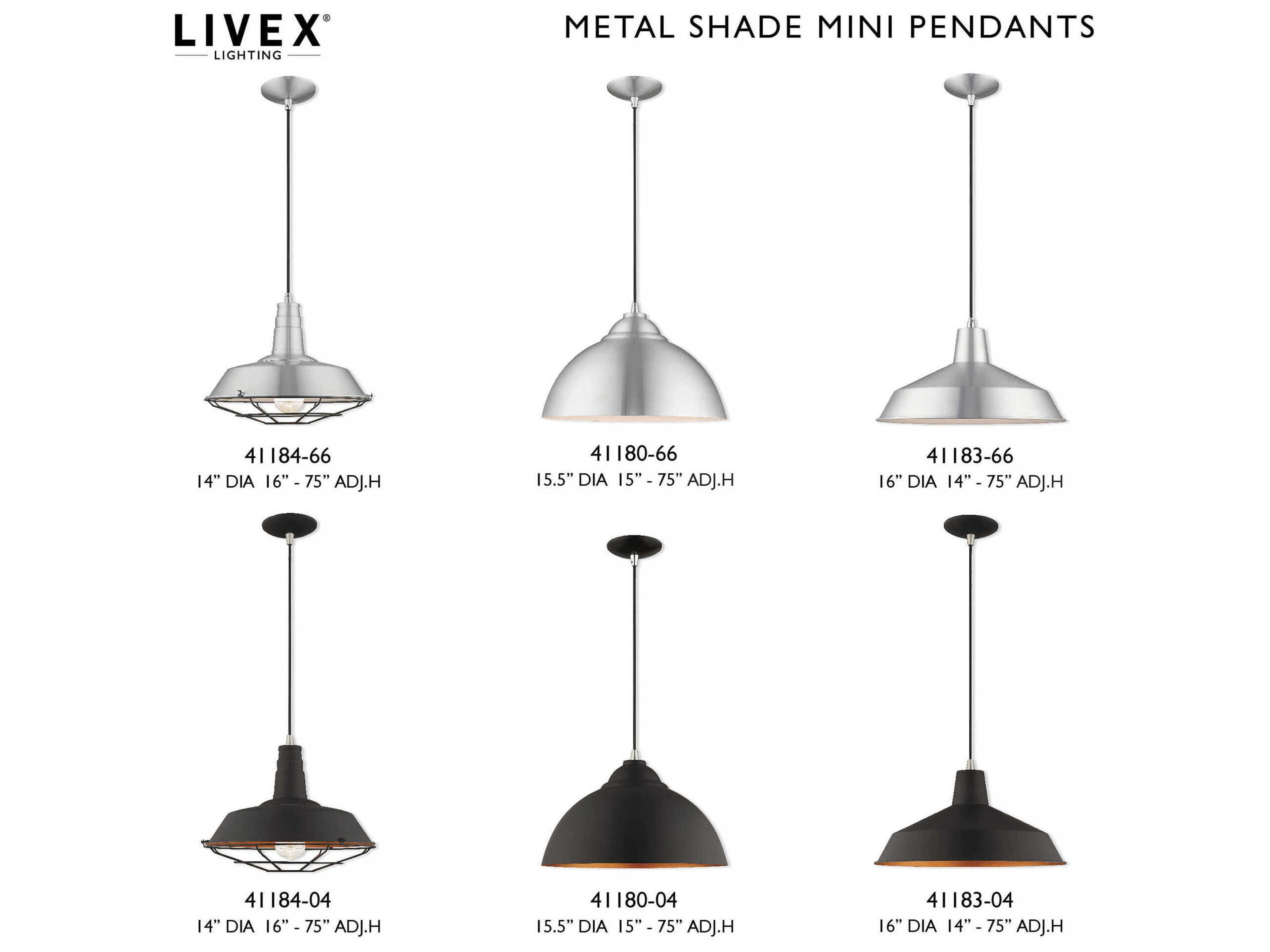 Livex Lighting 1-Light Brushed Aluminum Silver Pendant